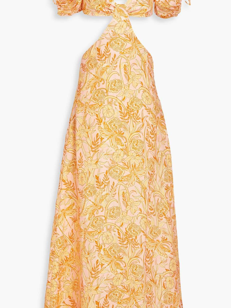cielo vuelo atardecer cutout floral-print cotton maxi dress