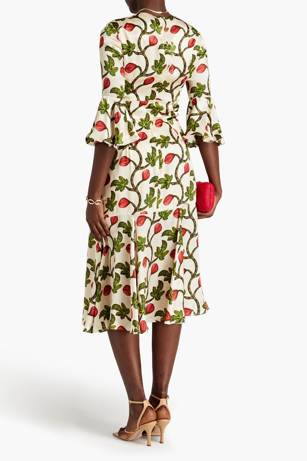 AGUA BY AGUA BENDITA Berenjena floral-print silk-satin midi dress