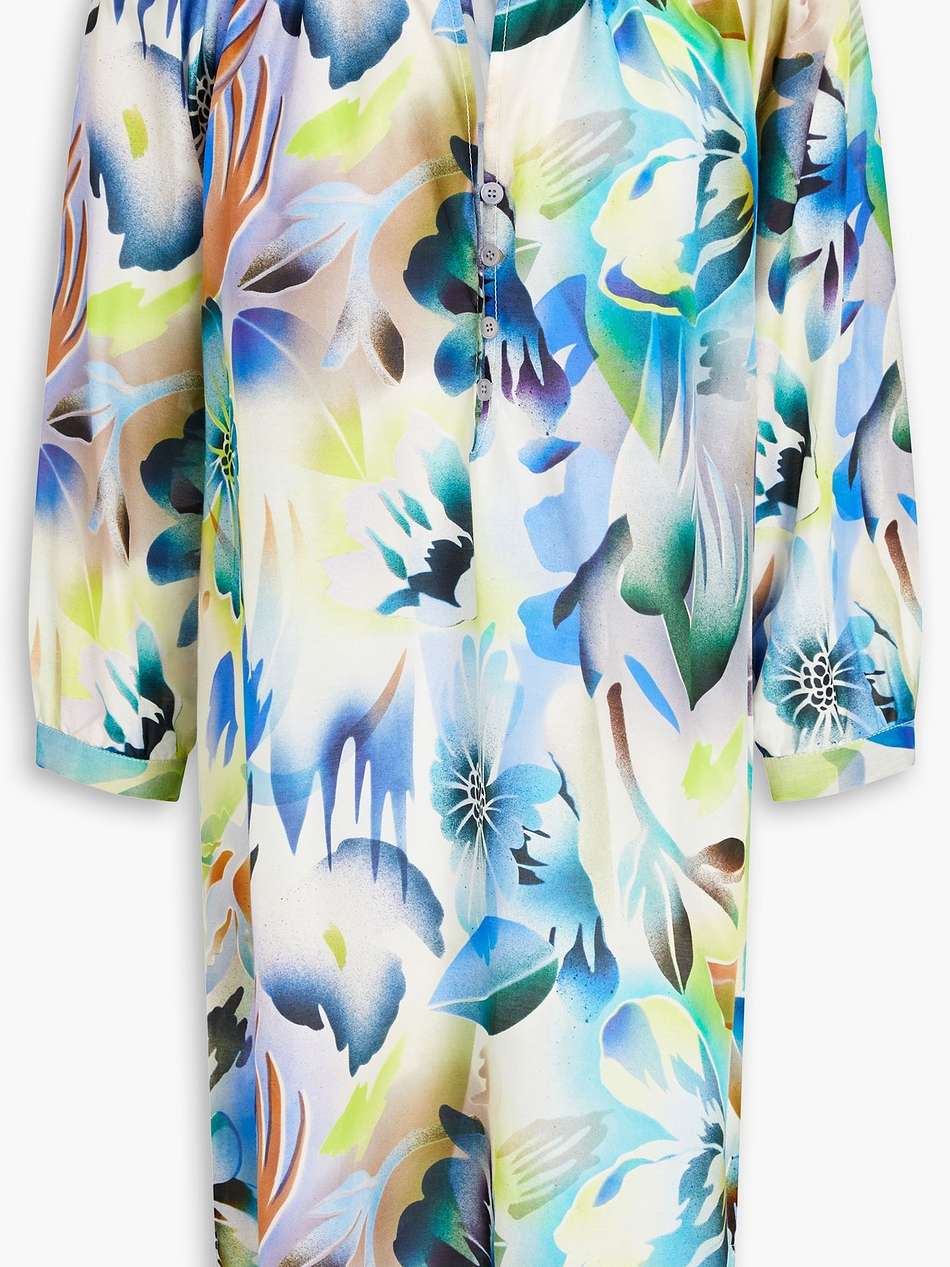 printed cotton and silk-blend mousseline mini dress