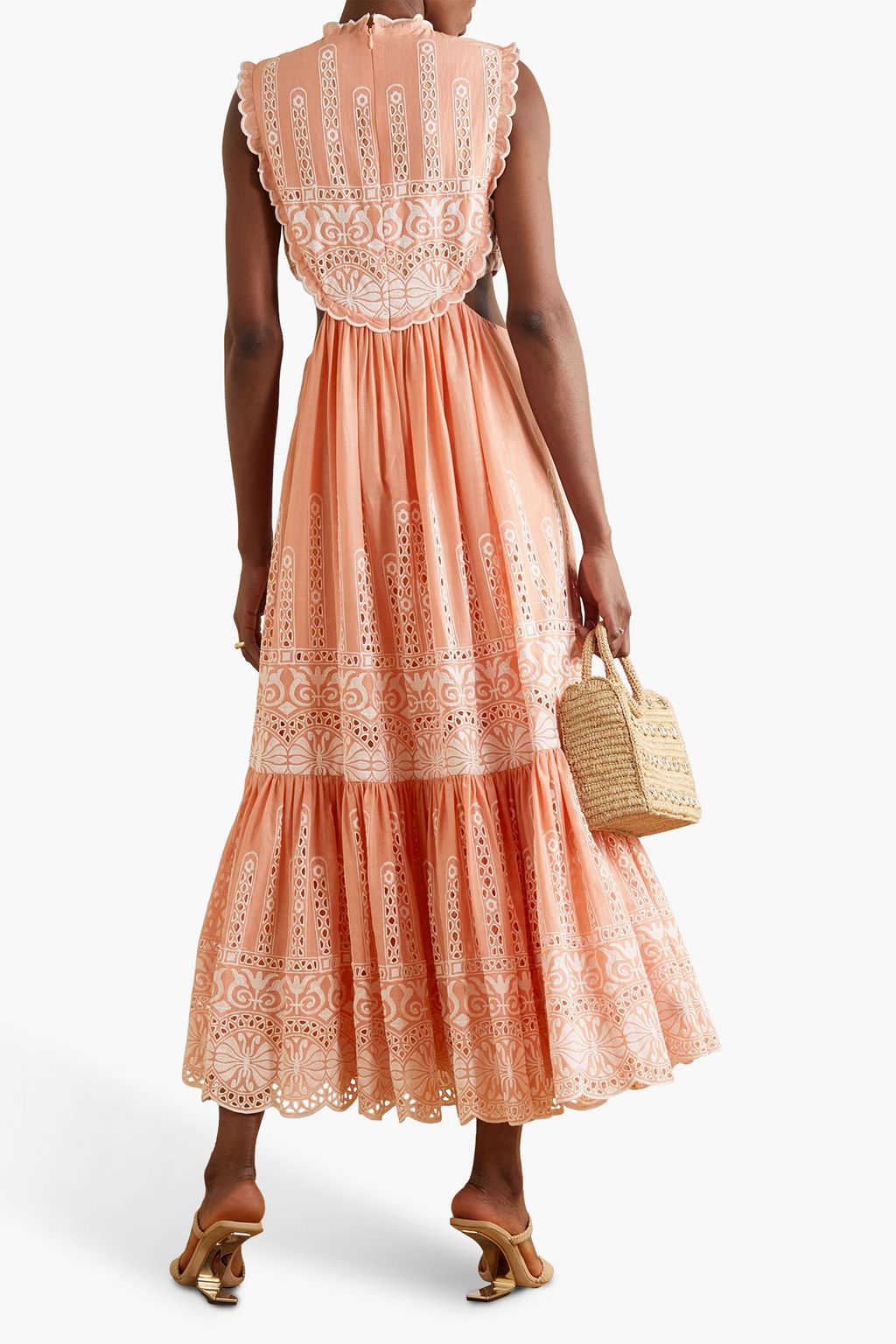 ZIMMERMANN Cutout broderie anglaise cotton midi dress