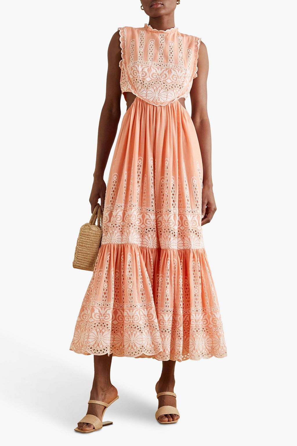 ZIMMERMANN Cutout broderie anglaise cotton midi dress