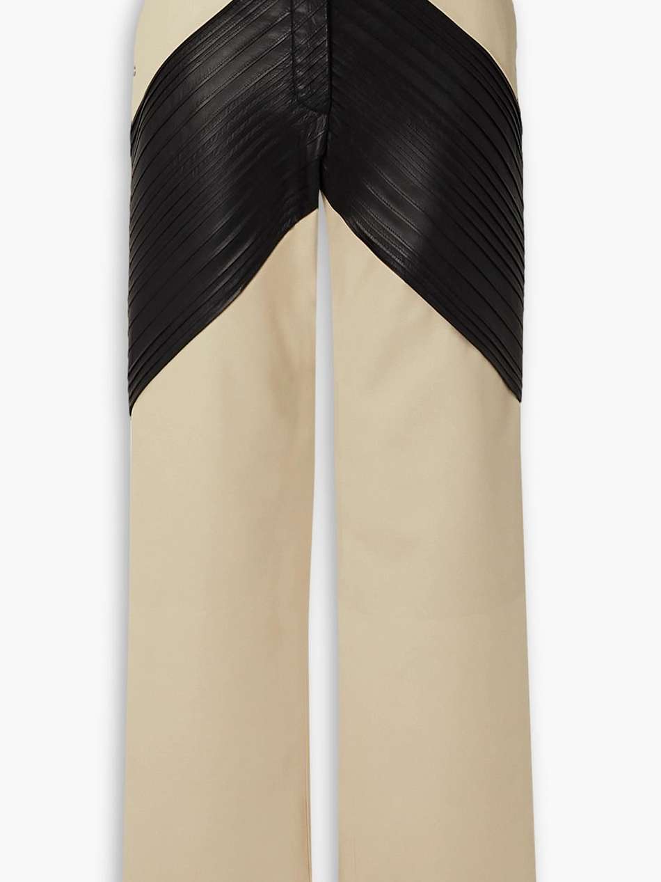 two-tone leather straight-leg pants