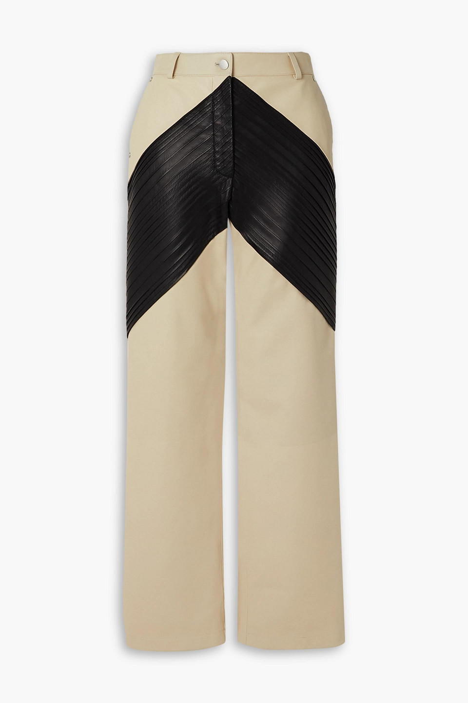 Peter Do Two-tone Leather Straight-leg Pants In Cream