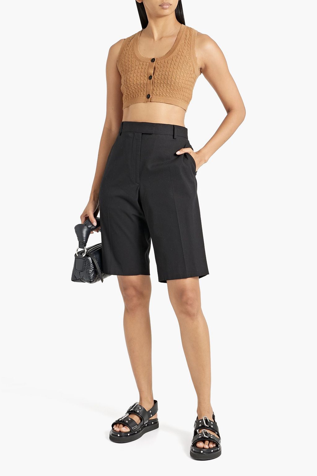 LOULOU STUDIO Naga cropped cable-knit wool and cashmere vest