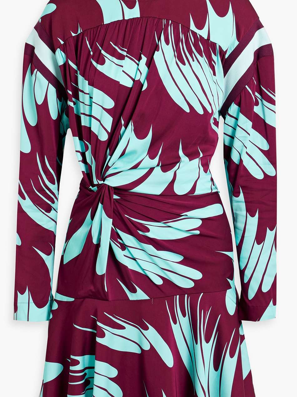 twisted printed crepe mini dress