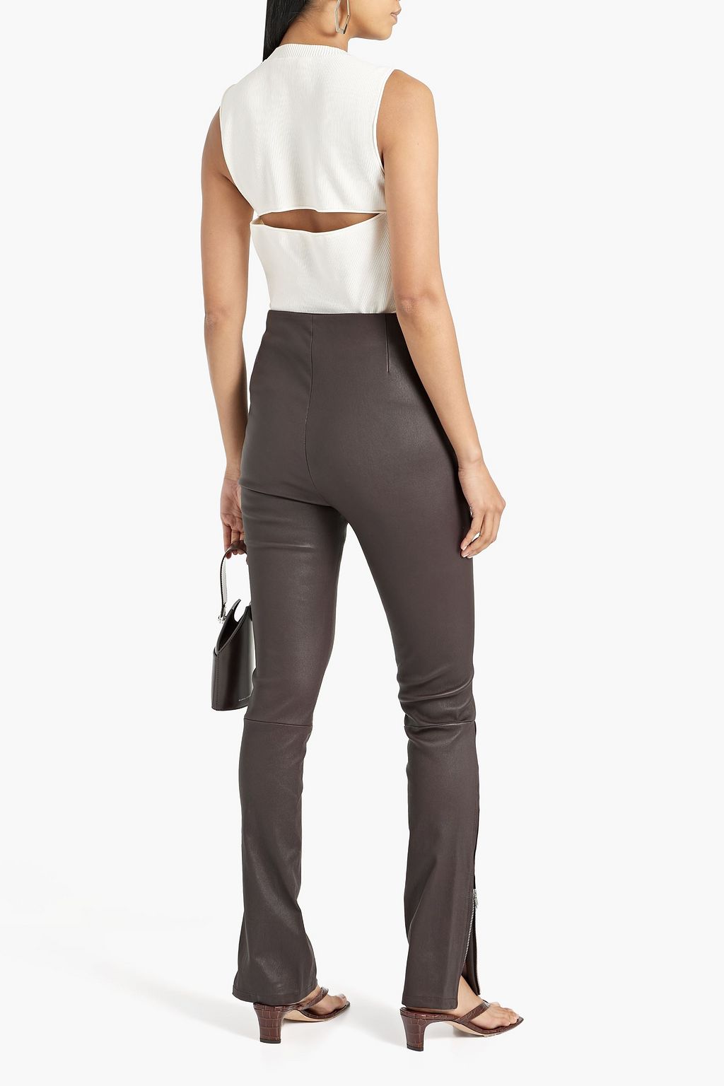 HELMUT LANG Zip-detailed leather skinny pants