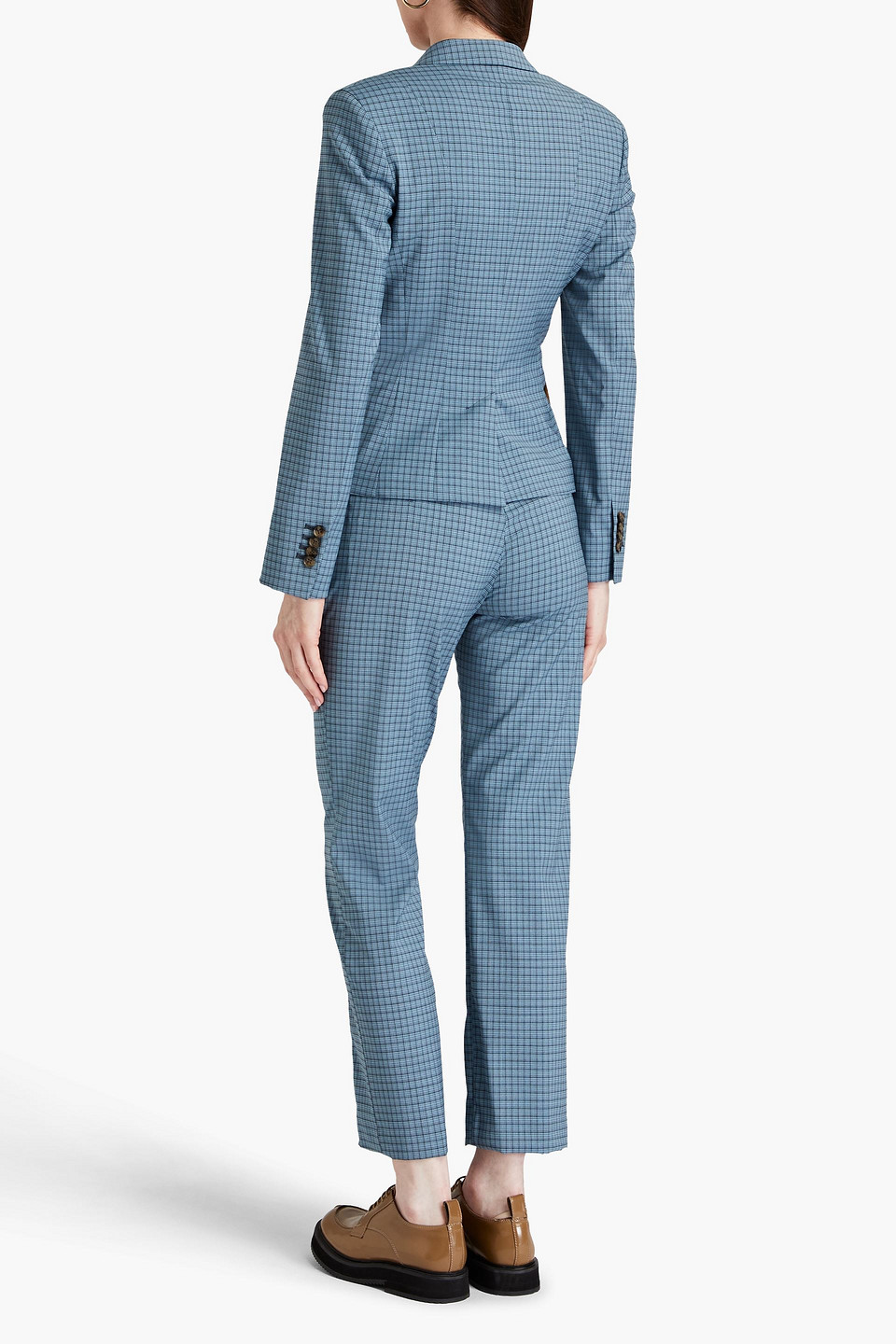 Paul Smith Checked Wool-blend Blazer In Slate Blue