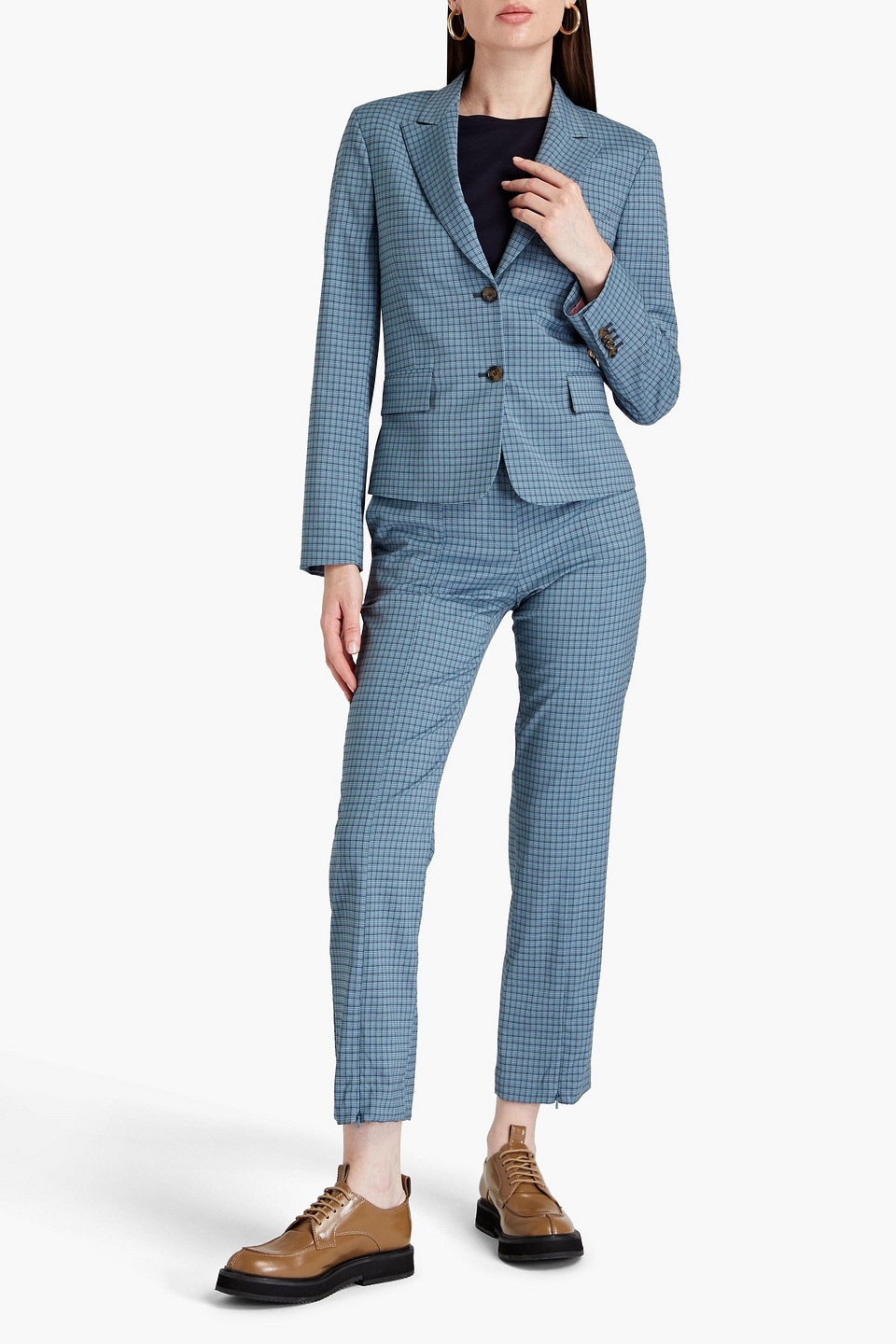 Shop Paul Smith Checked Wool-blend Blazer In Slate Blue