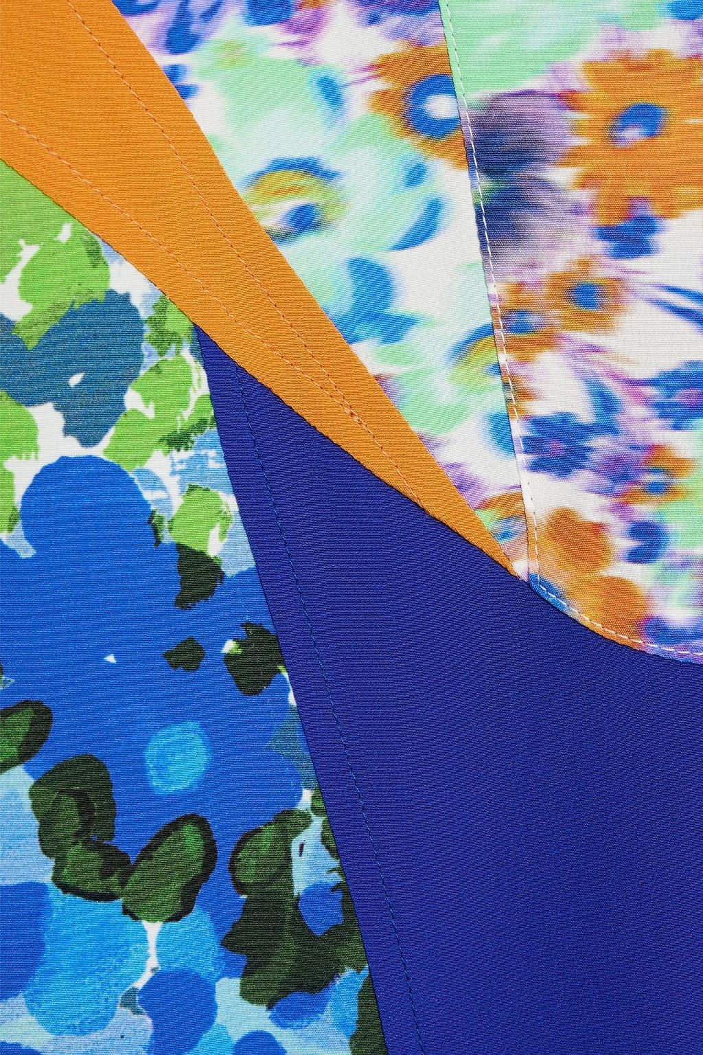 STELLA MCCARTNEY 러플 장식 프린트 실크 크레이프 미니 드레스