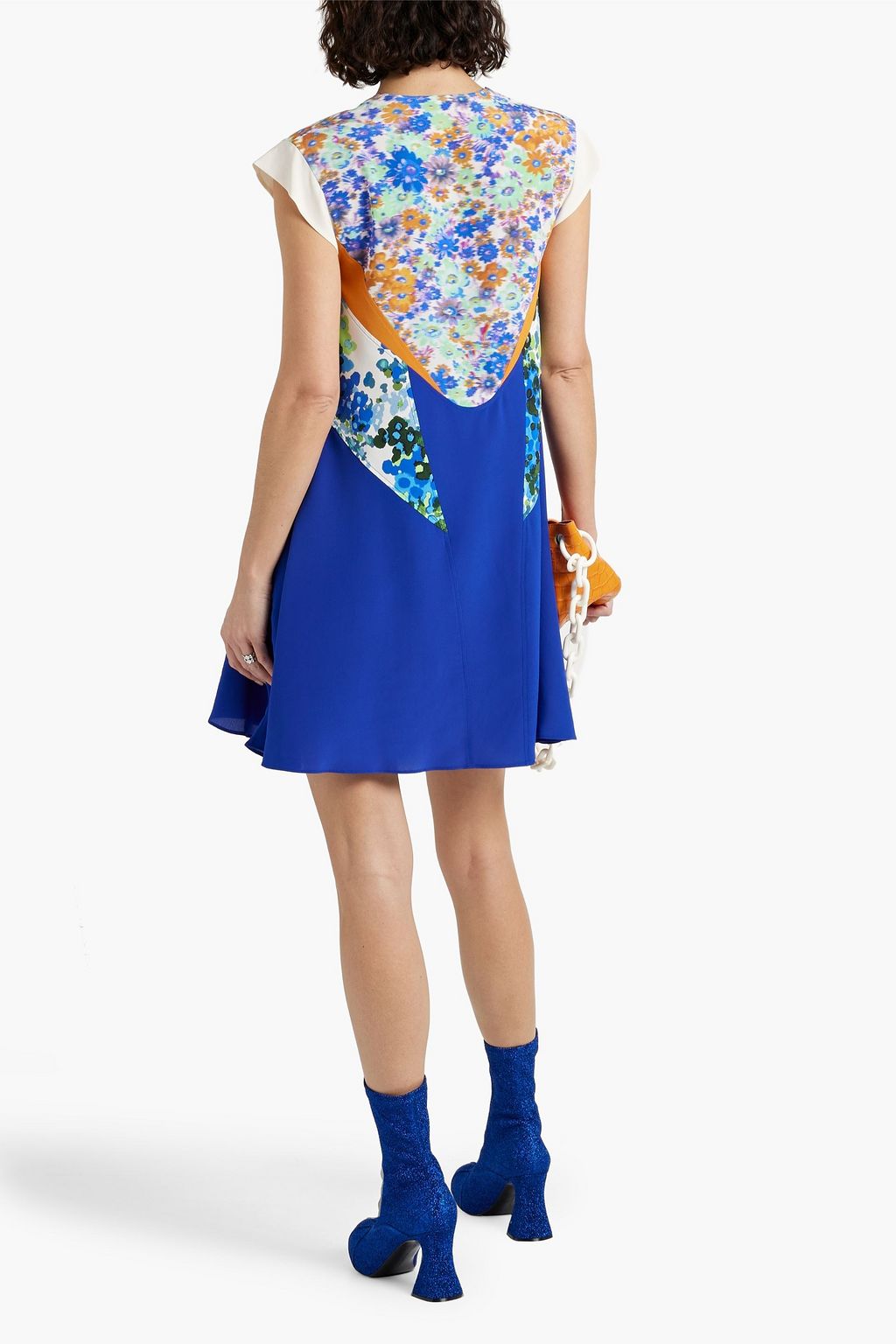 STELLA MCCARTNEY 러플 장식 프린트 실크 크레이프 미니 드레스
