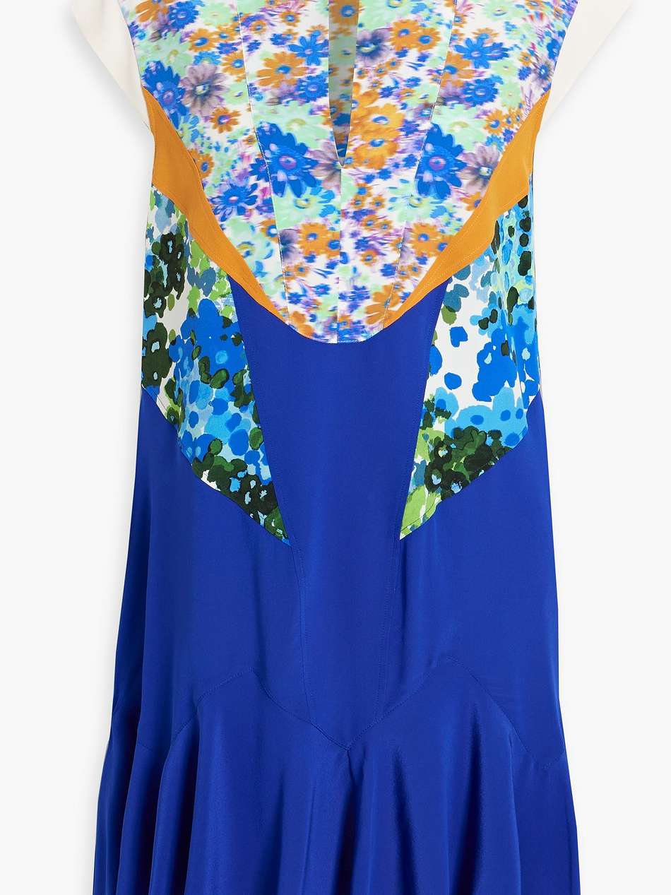 ruffled printed silk-crepe mini dress