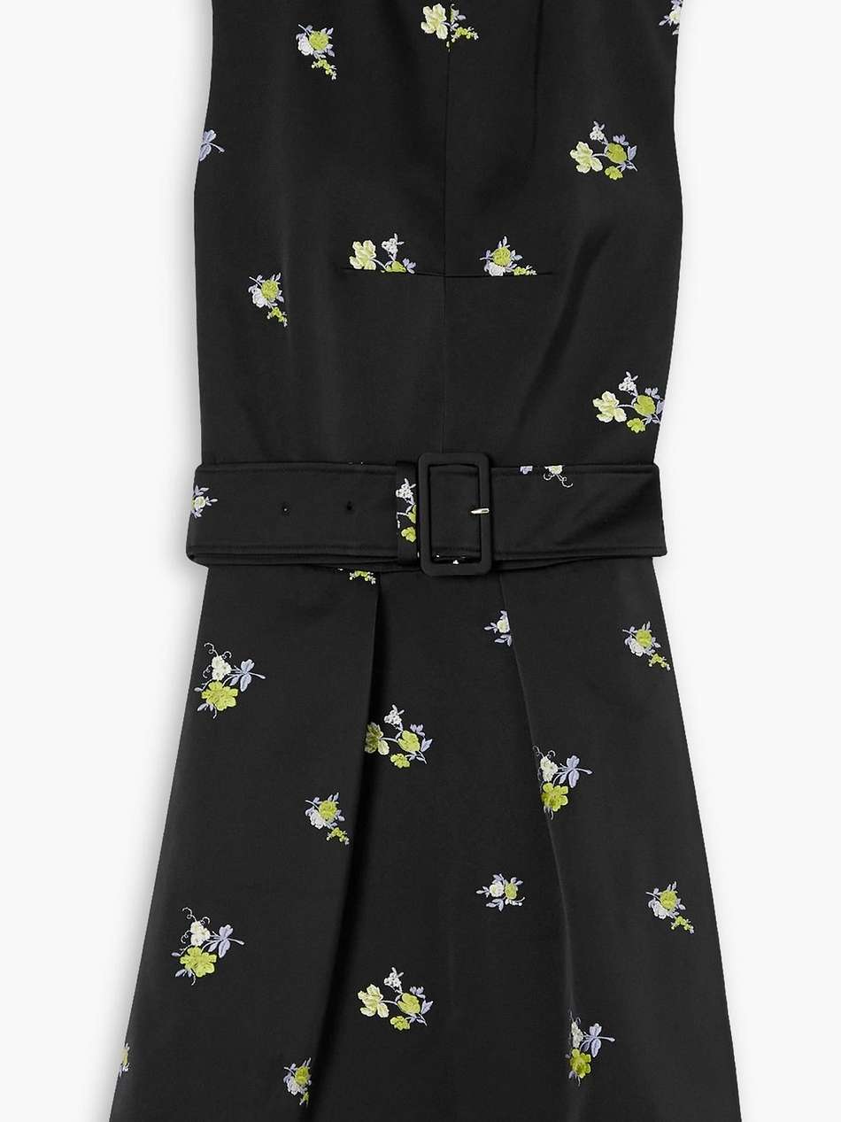 devin belted embroidered duchesse-satin mini dress