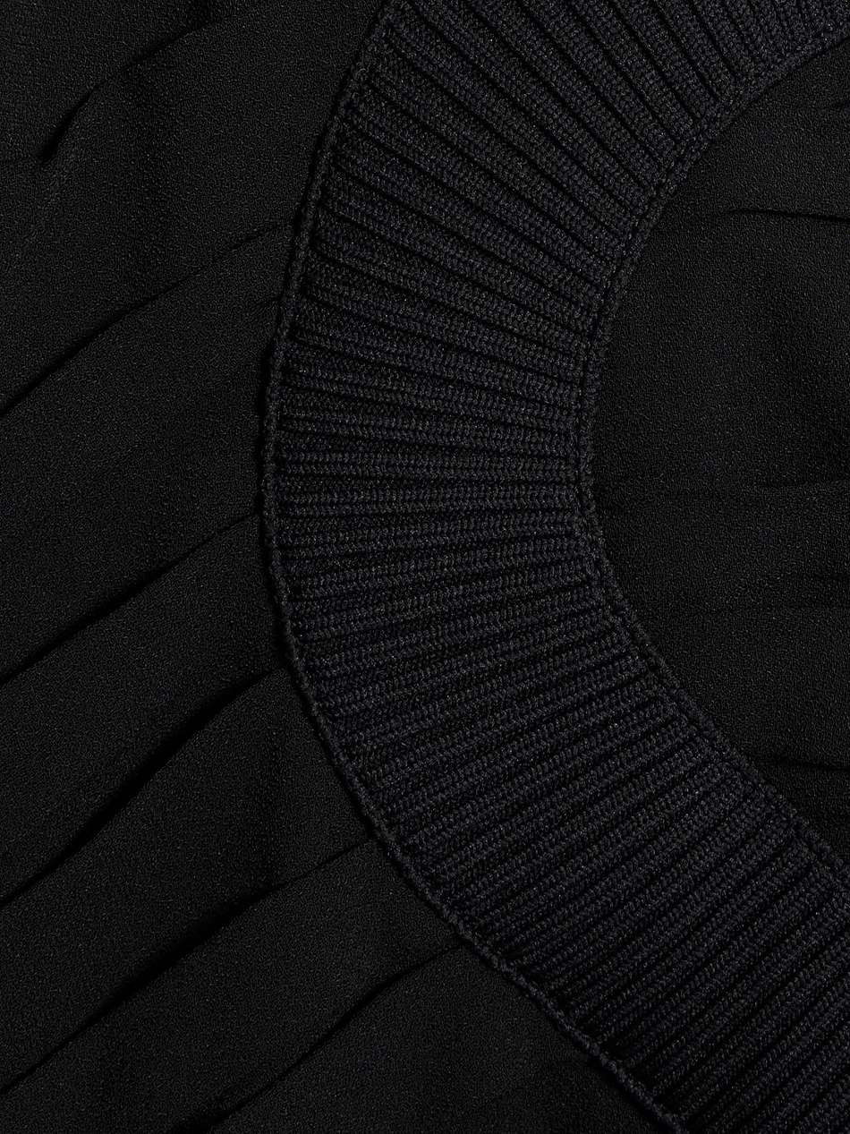 one-sleeve ruched crepe midi dress