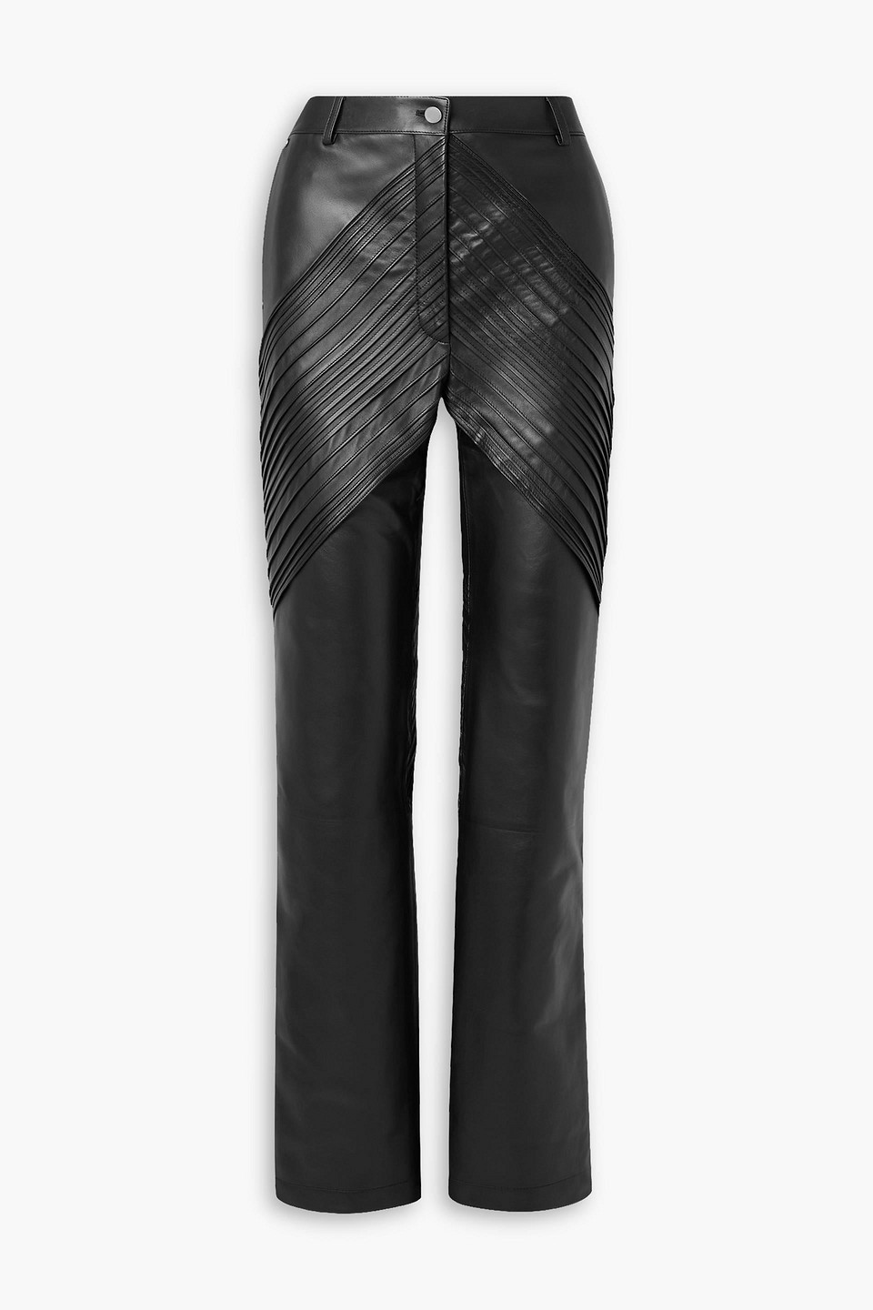 Peter Do Paneled Leather Straight-leg Pants In Black