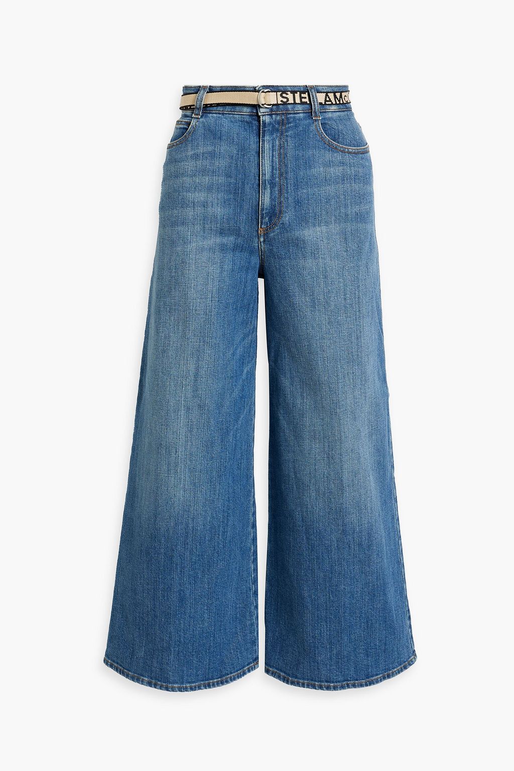 Belted high rise wide leg jeans