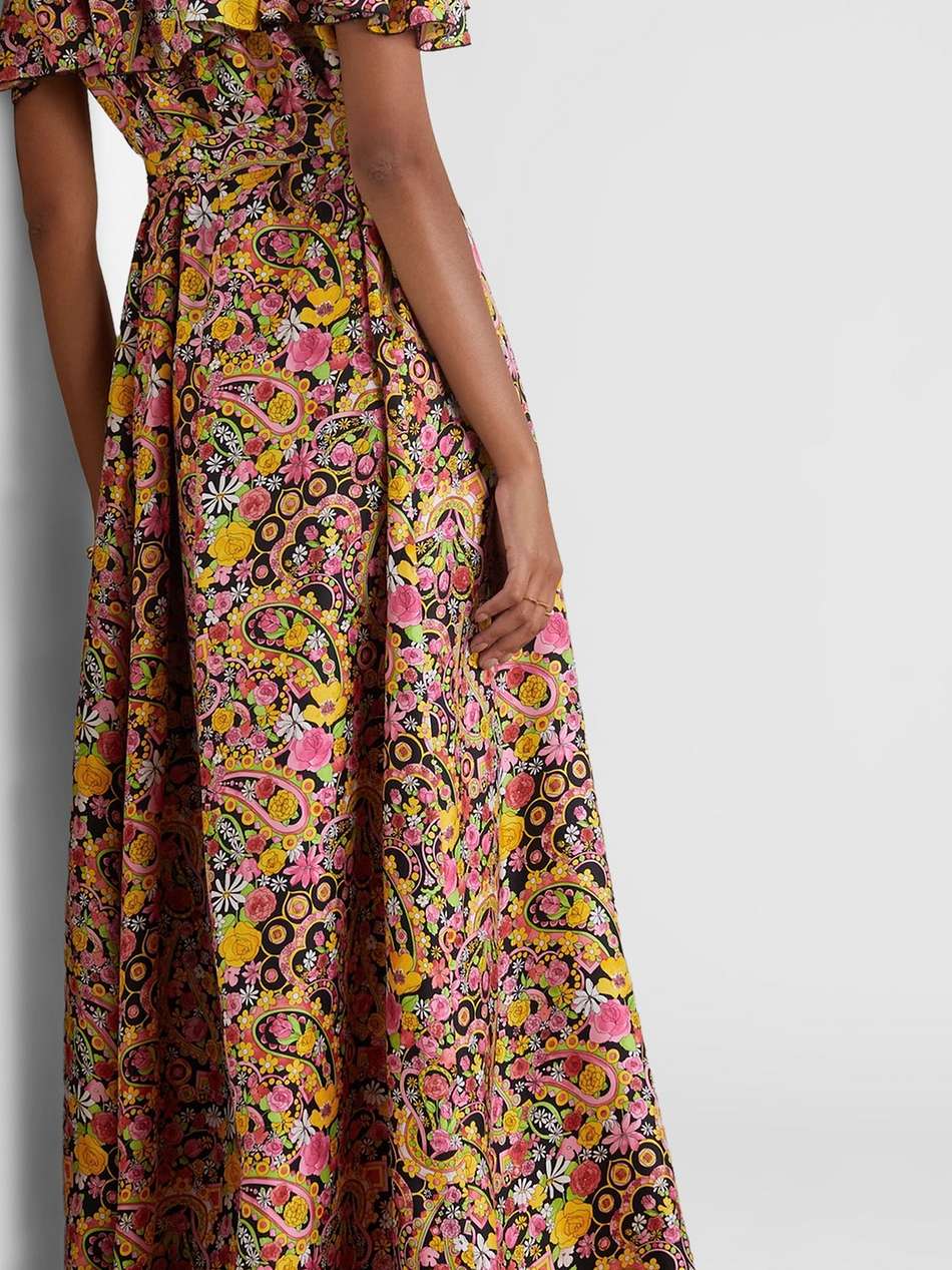 3-way belted ruffled floral-print silk-twill maxi dress