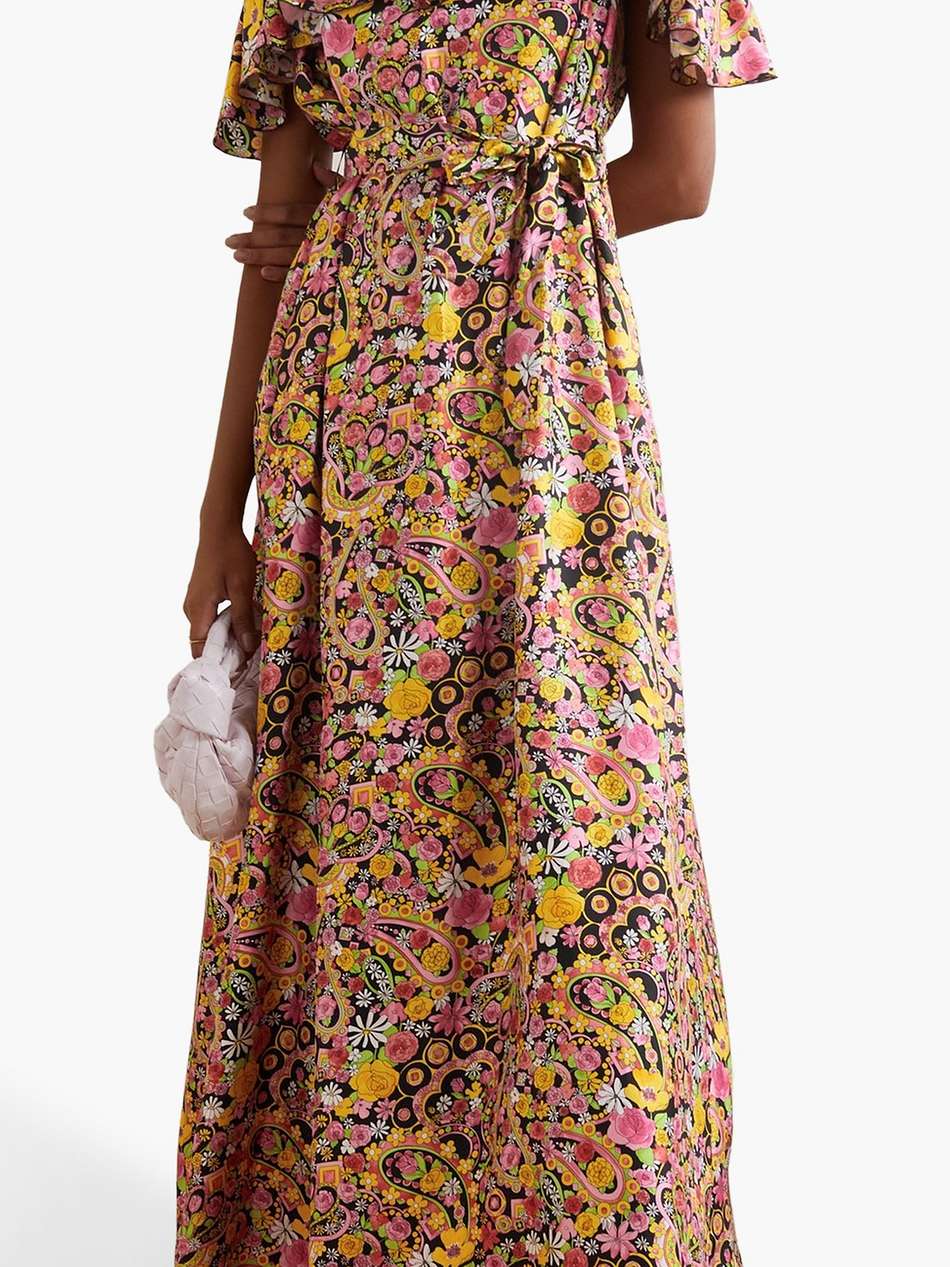 3-way belted ruffled floral-print silk-twill maxi dress