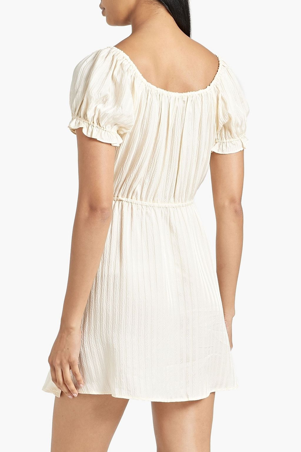 MORGAN LANE Ava ruffled silk-seersucker mini dress