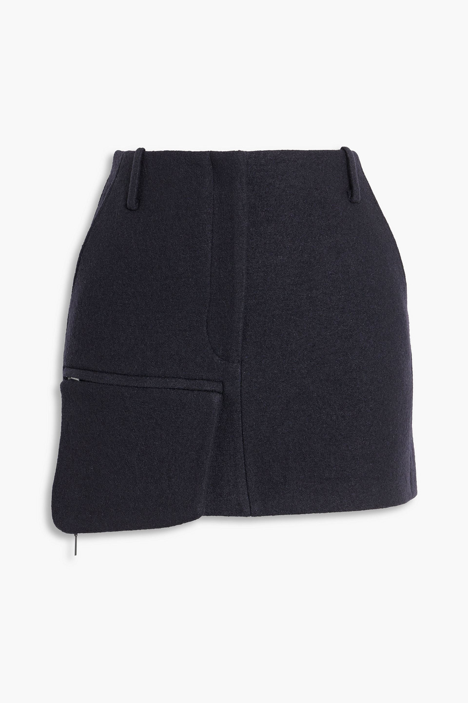 Tibi Wool-blend Felt Mini Skirt In Midnight Blue