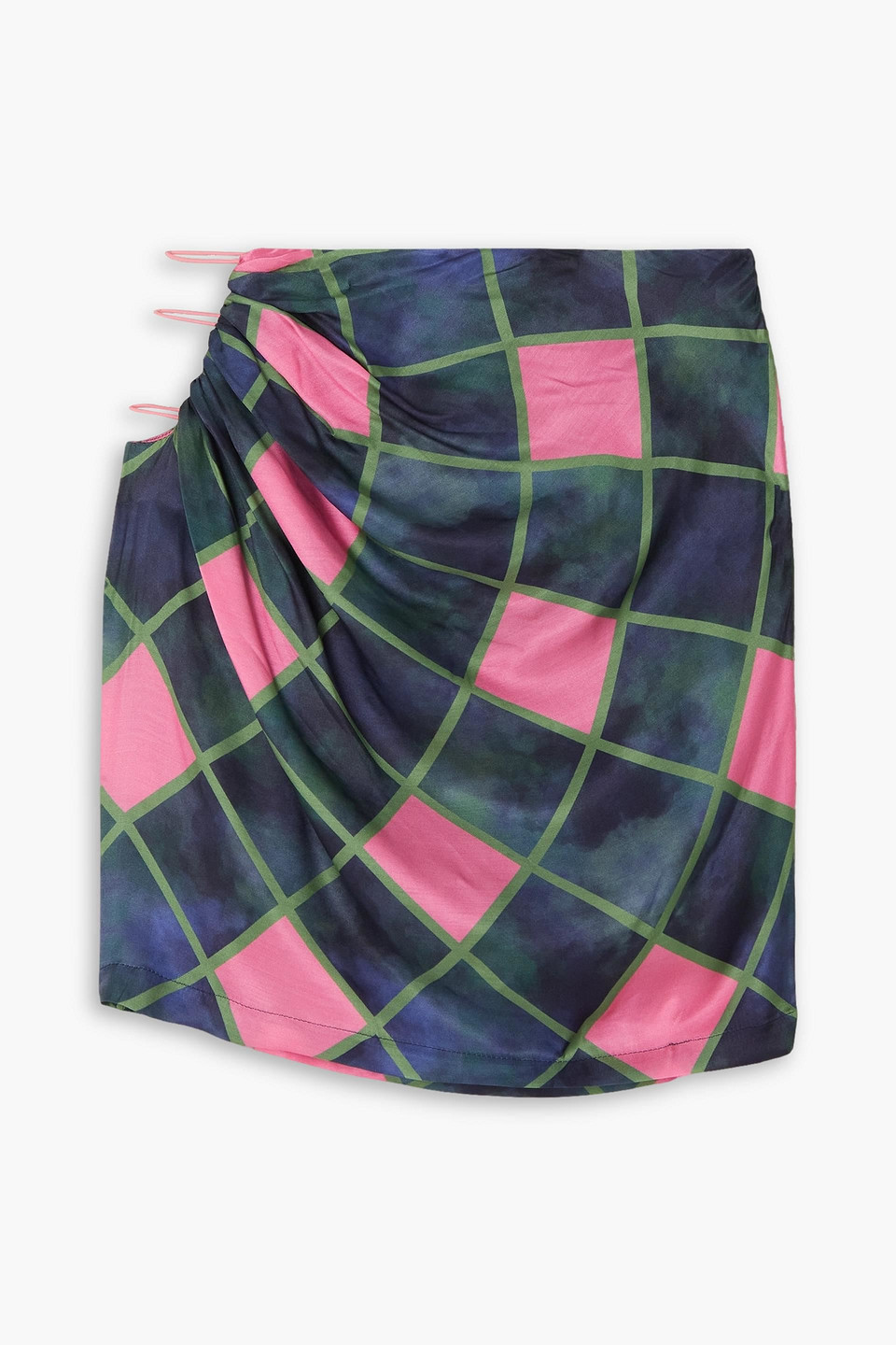 AHLUWALIA PATEL CUTOUT PRINTED SATIN MINI SKIRT 3074457345637581633
