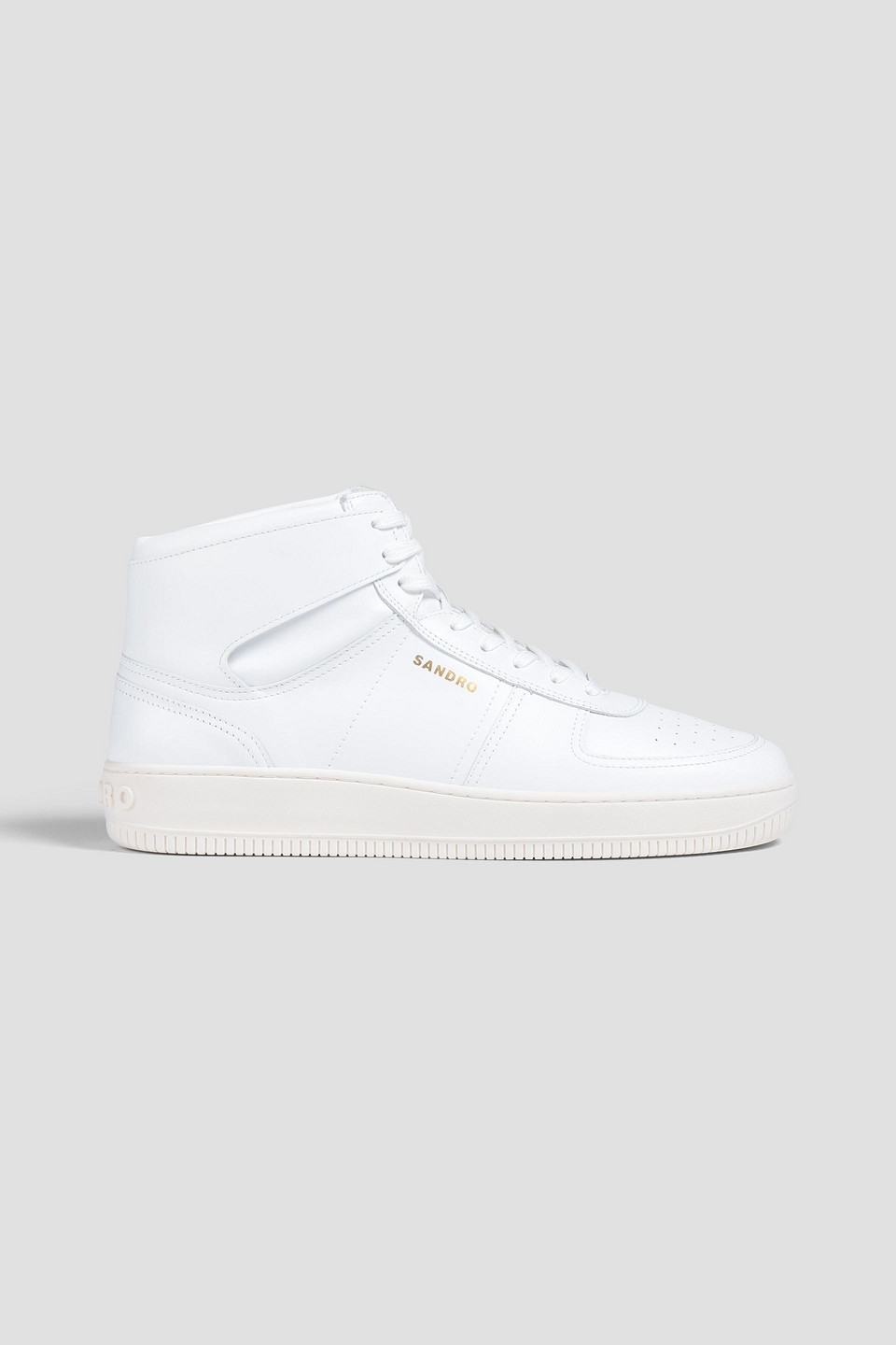 SANDRO PERFORATED LEATHER HIGH-TOP trainers,3074457345637581611