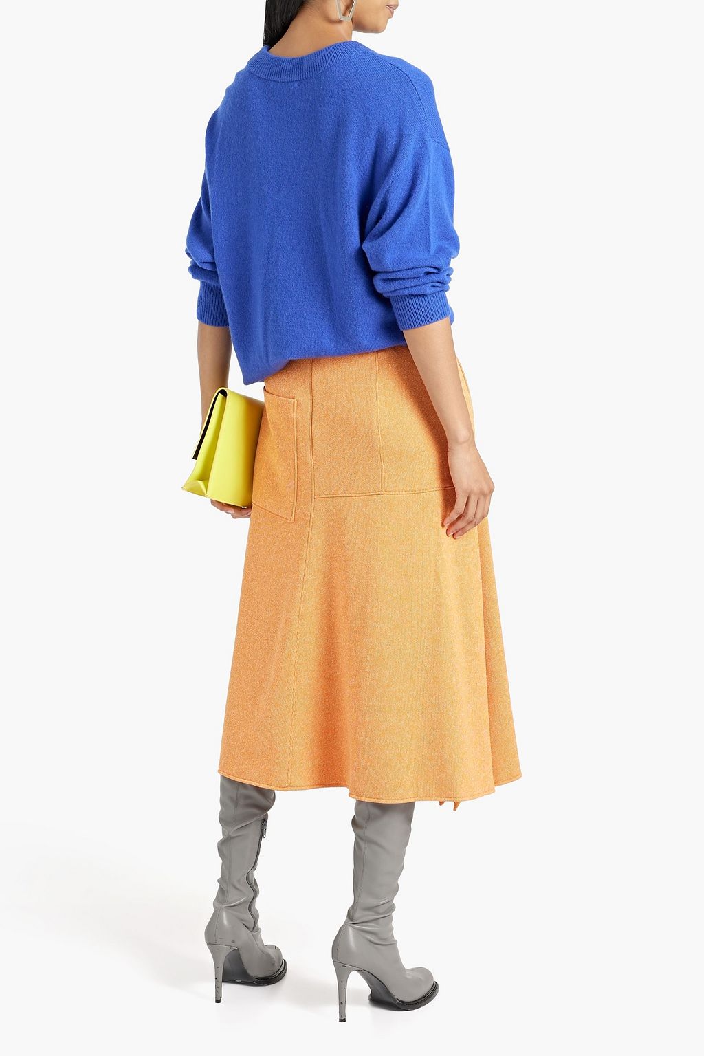 TIBI Asymmetric stretch-knit midi skirt | THE OUTNET