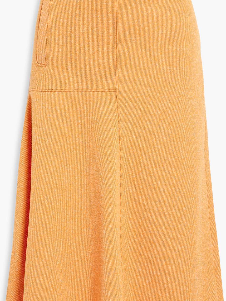 asymmetric stretch-knit midi skirt