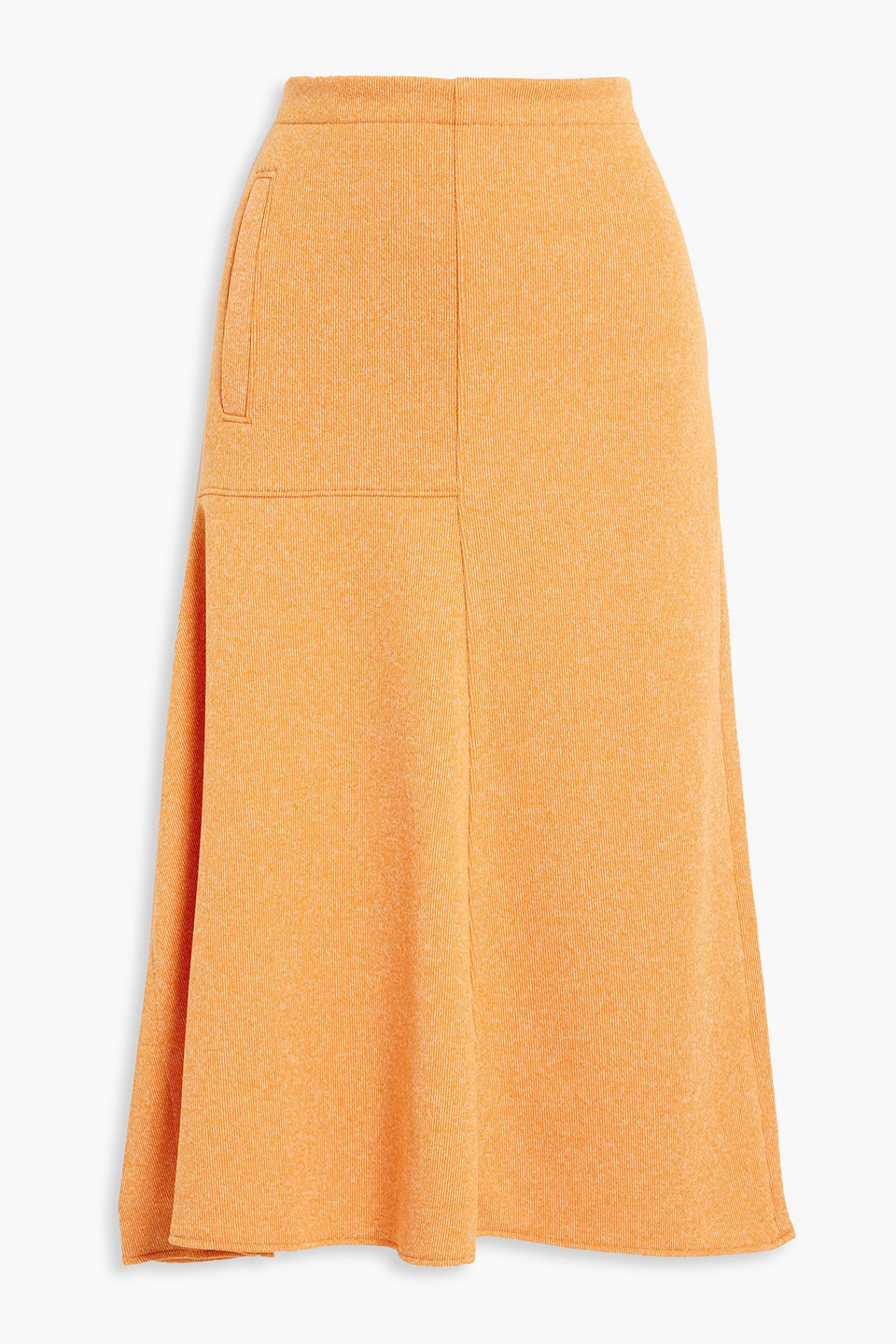 Tibi Asymmetric Stretch-knit Midi Skirt In Orange