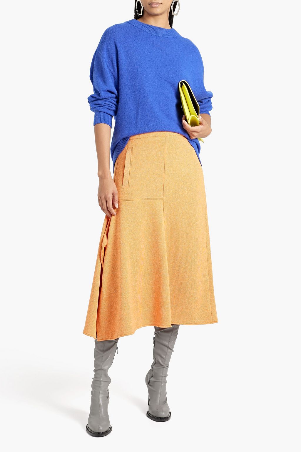 TIBI Asymmetric stretch-knit midi skirt | THE OUTNET