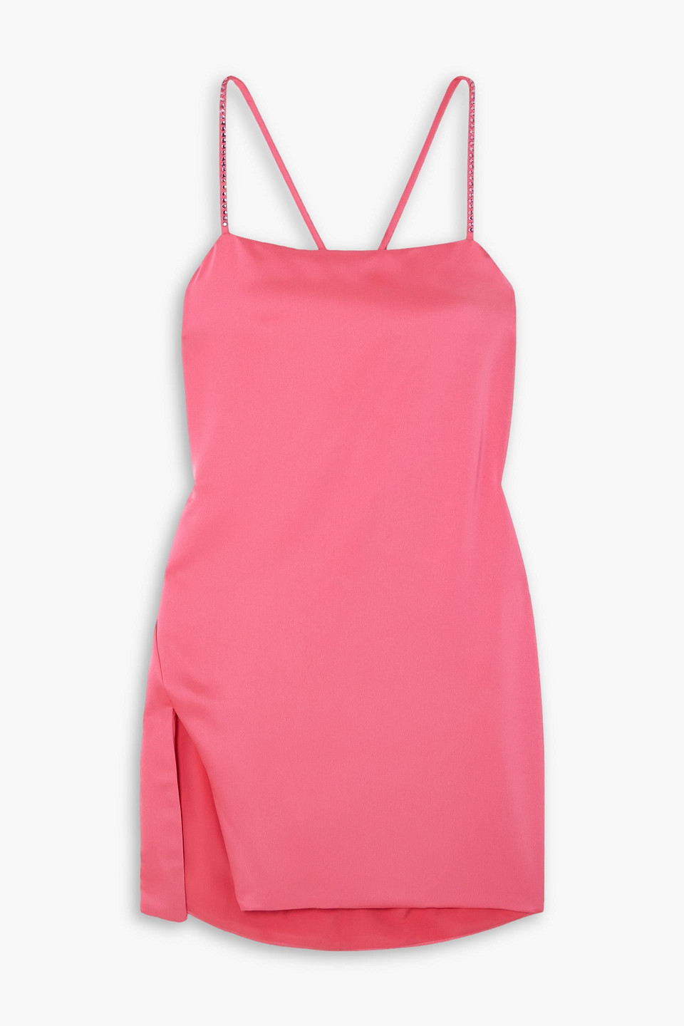 Attico Fujiko Crystal-embellished Satin Mini Dress In Pink