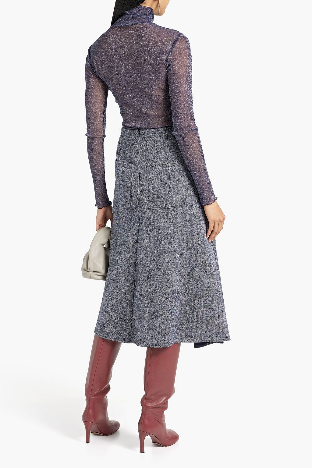 TIBI Asymmetric stretch-knit midi skirt