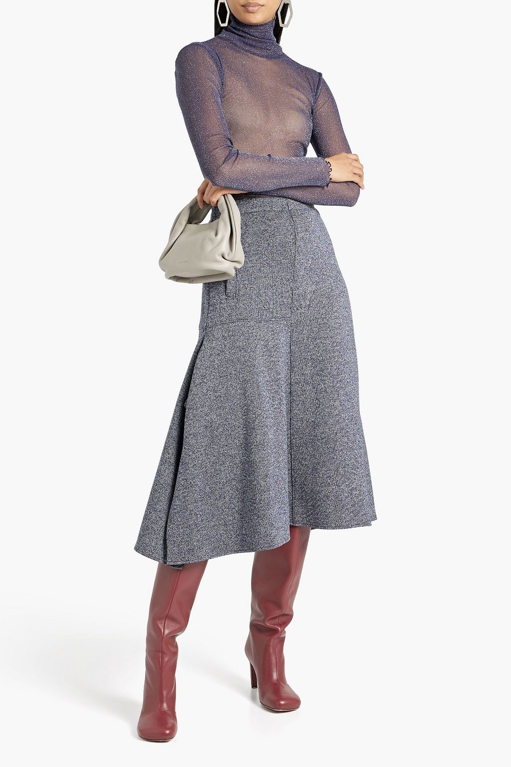TIBI Asymmetric stretch-knit midi skirt