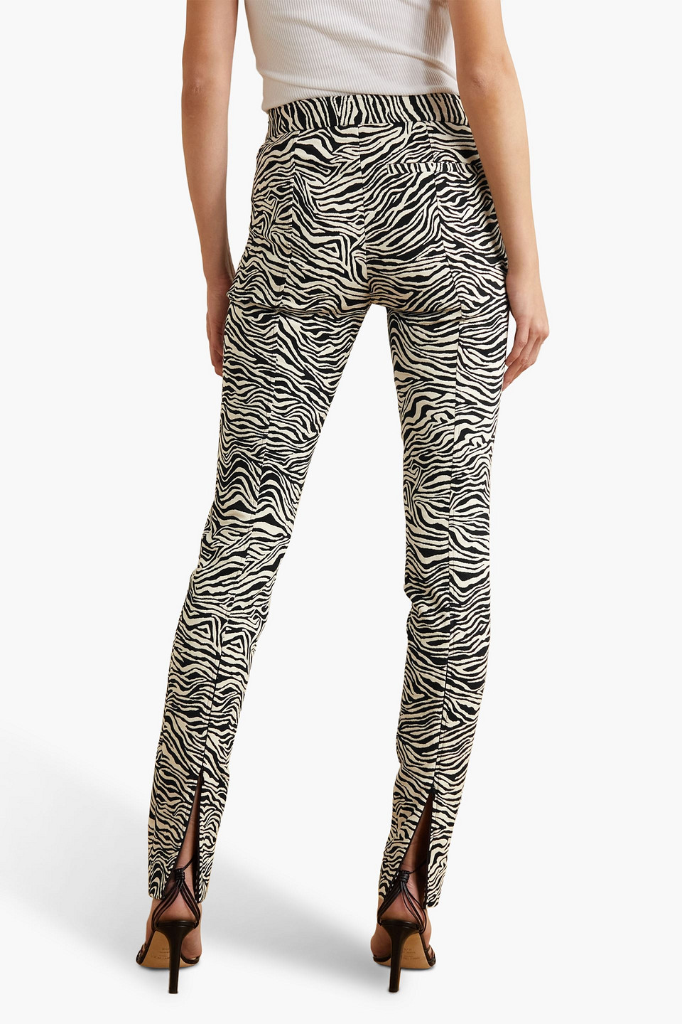 Proenza Schouler Zebra-jacquard Stretch Cotton-blend Slim-leg Pants In Ivory