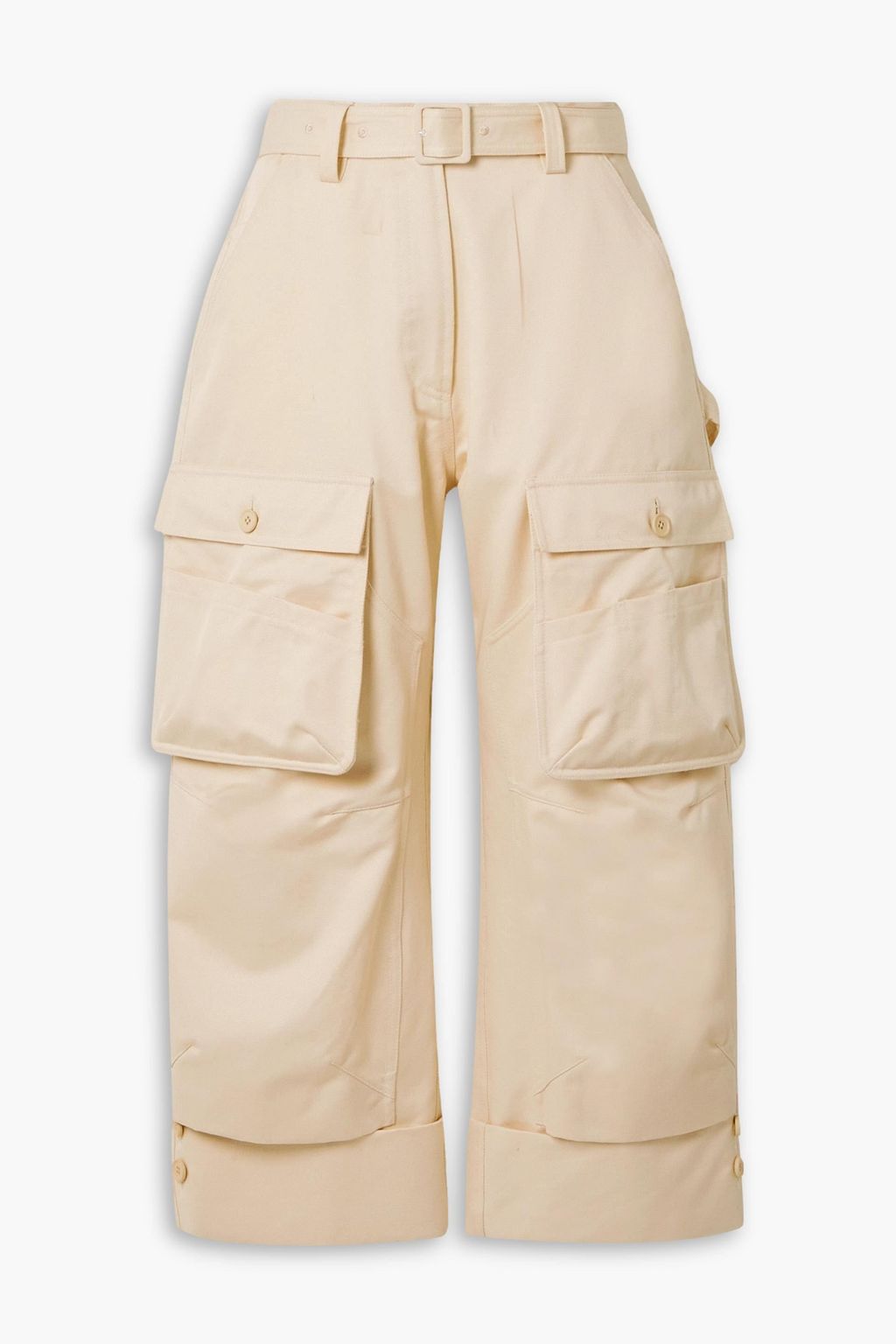 SIMONE ROCHA Belted cropped cotton-twill straight-leg cargo pants