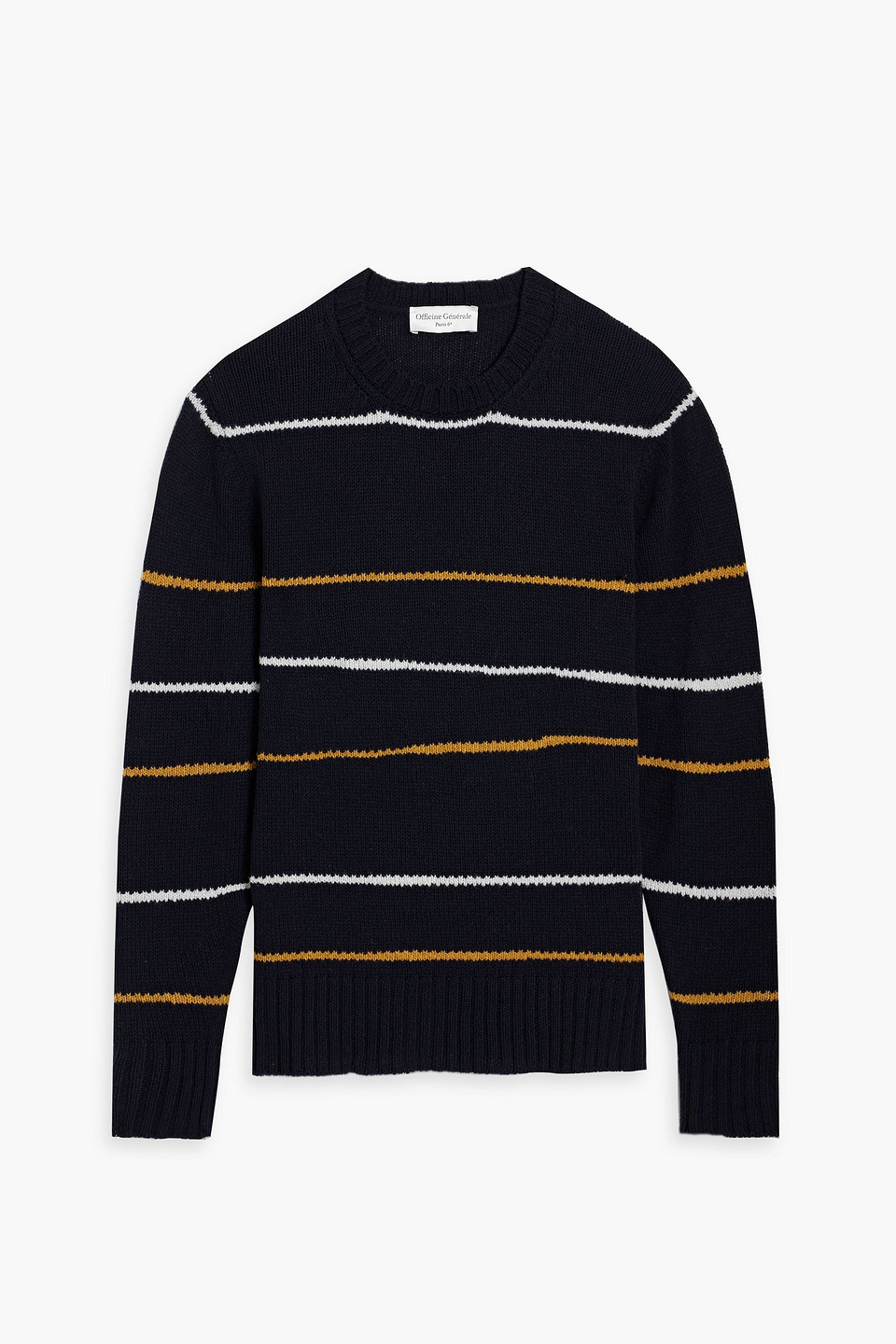 officine générale - marco striped wool-blend sweater - blue - m