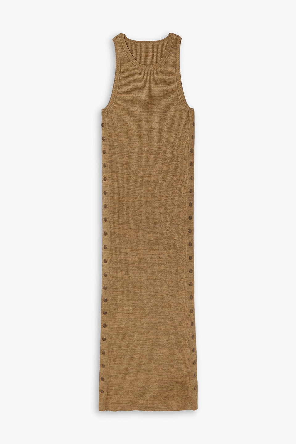 Petar Petrov Felia Button-embellished Ribbed Silk Midi Dress In Mustard