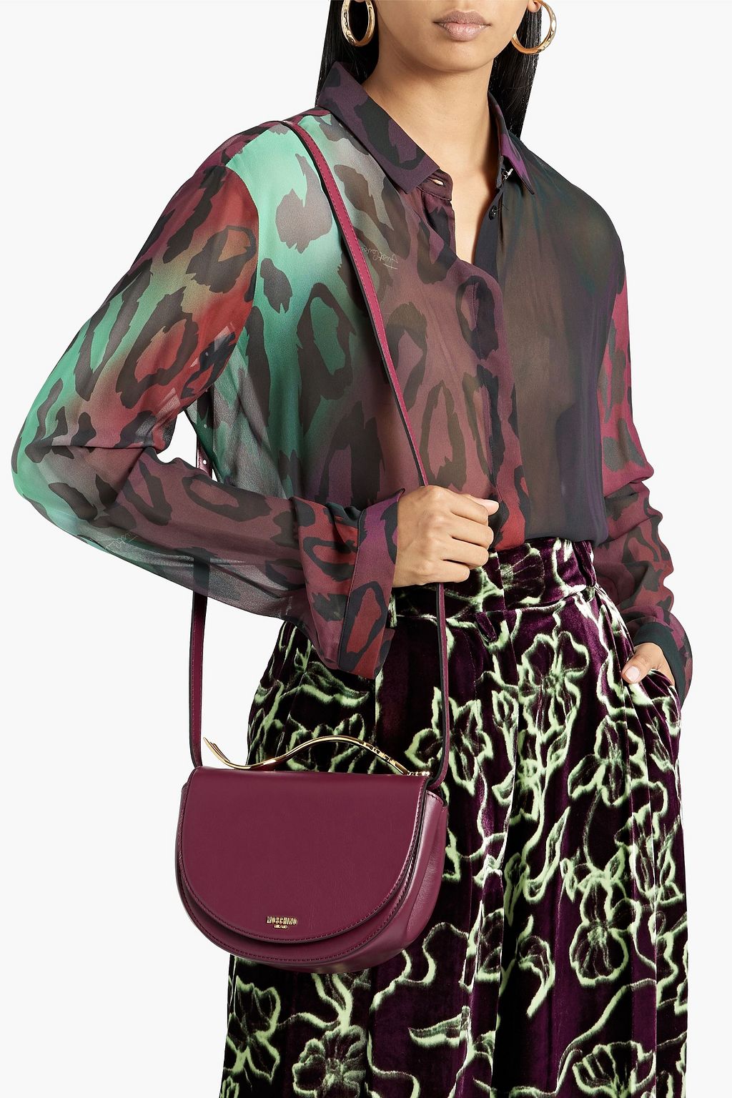 MOSCHINO Embellished leather shoulder bag