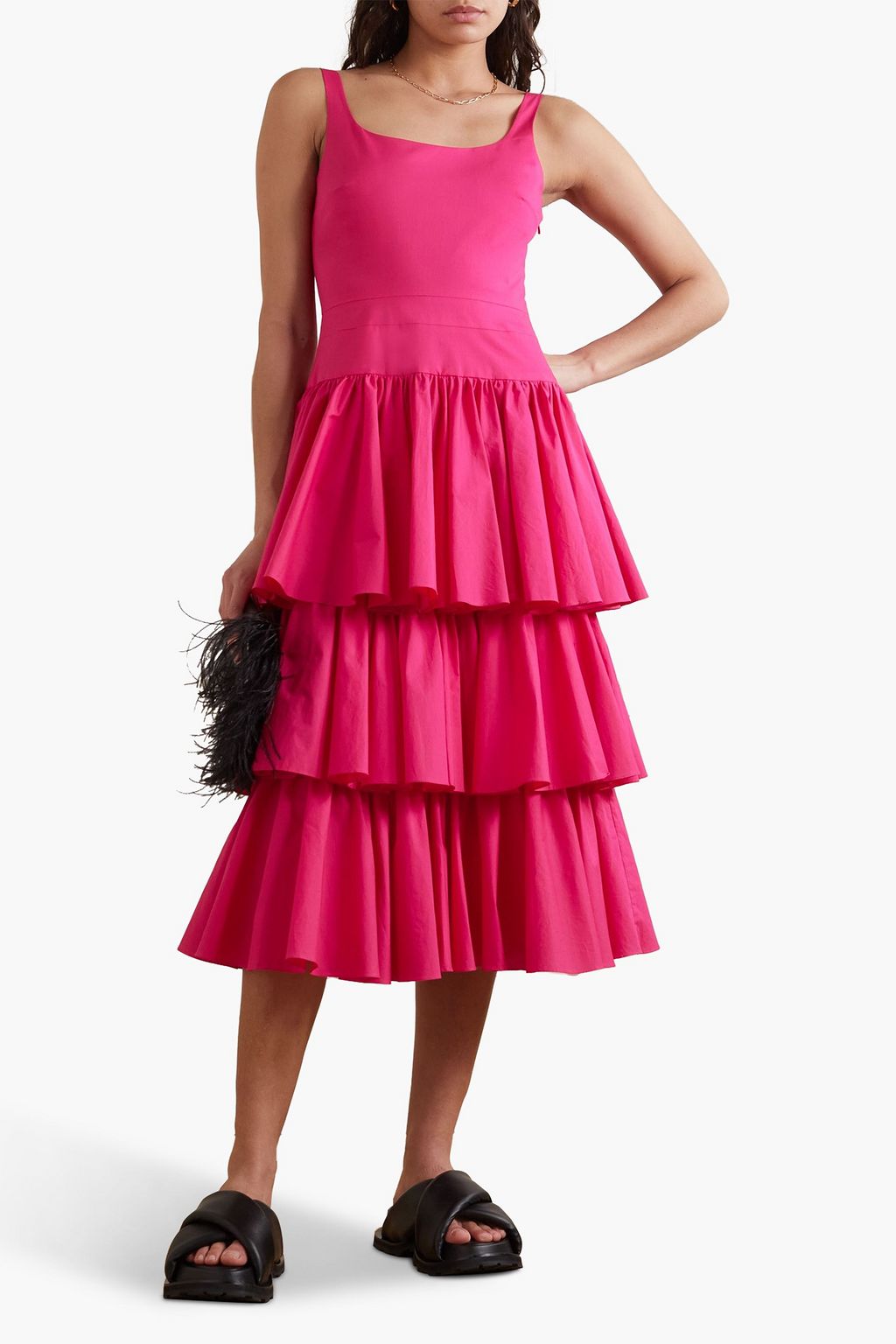 MOLLY GODDARD Alexis tiered cotton midi dress