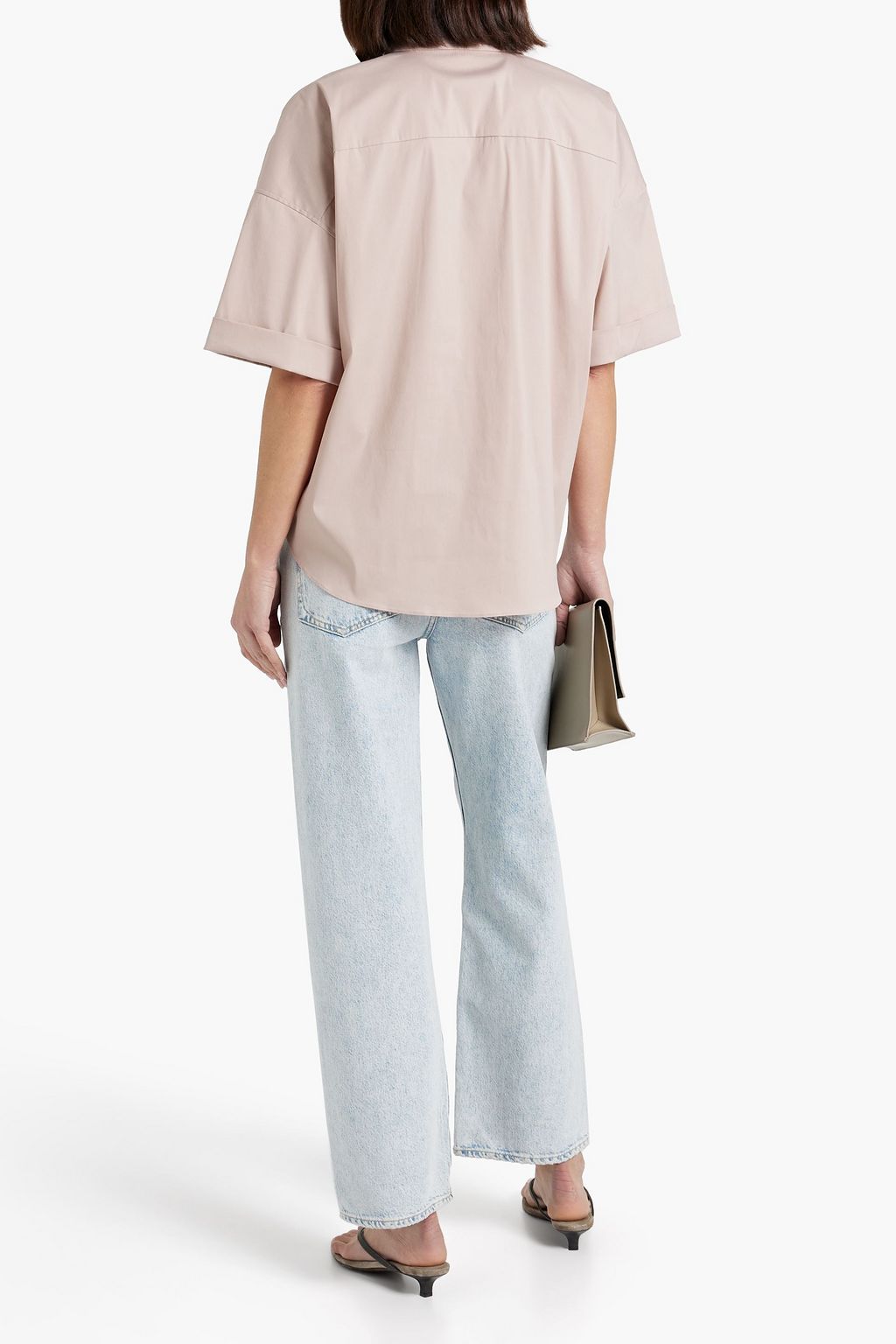 BRUNELLO CUCINELLI Bead-embellished cotton-blend poplin shirt