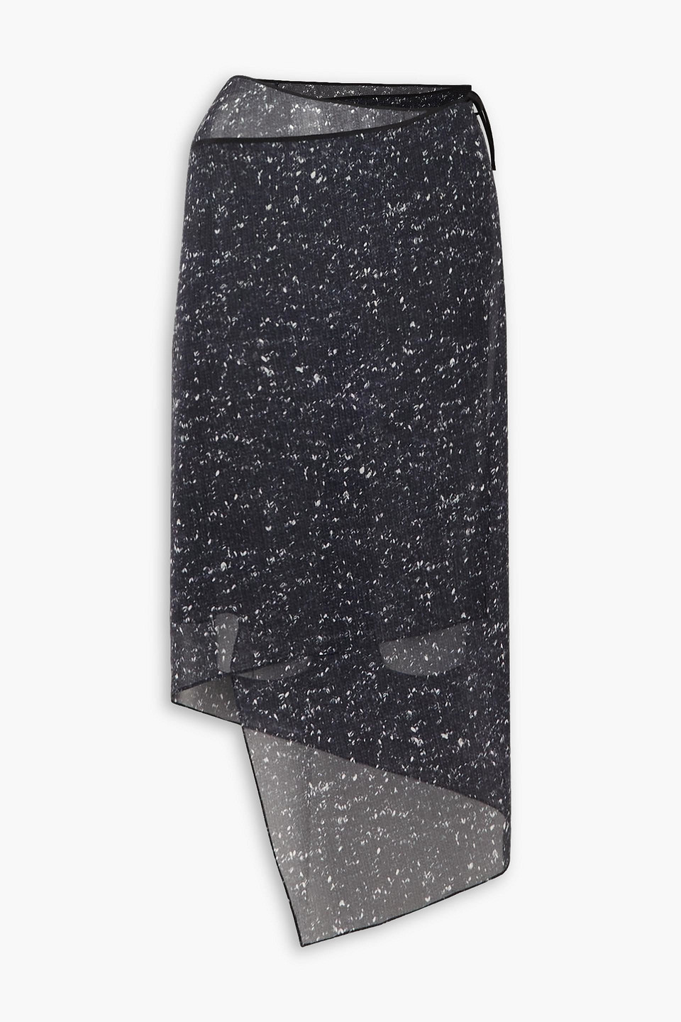 Petar Petrov Rumy Asymmetric Printed Silk-georgette Midi Wrap Skirt In Midnight Blue
