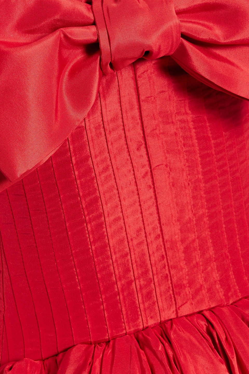Oscar De La Renta Strapless Bow-embellished Silk-taffeta Dress In Red