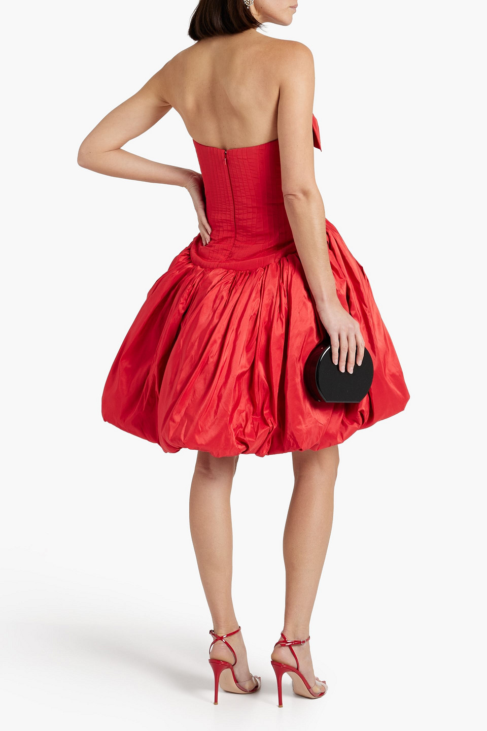 Oscar De La Renta Strapless Bow-embellished Silk-taffeta Dress In Red