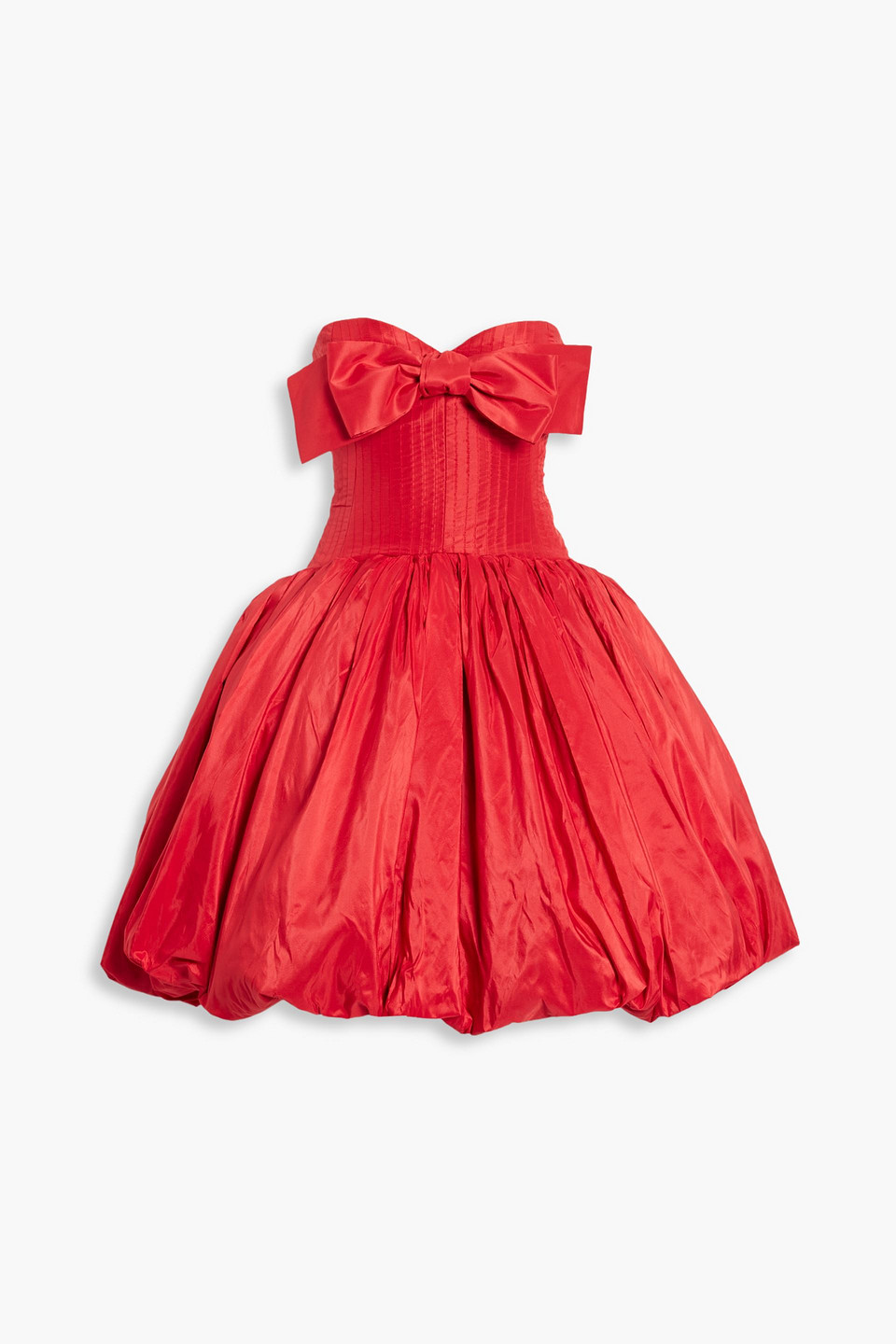 Strapless bow-detailed silk-taffeta mini dress