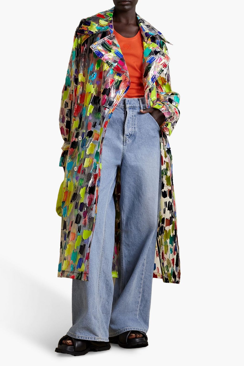 CHRISTOPHER JOHN ROGERS Printed PVC trench coat