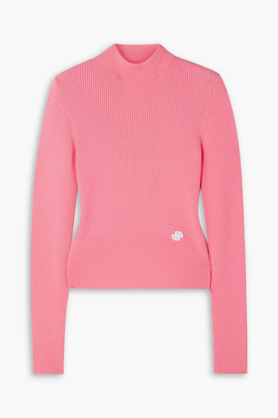 Shop Patou Ribbed Merino Wool-blend Turtleneck Sweater In Pink