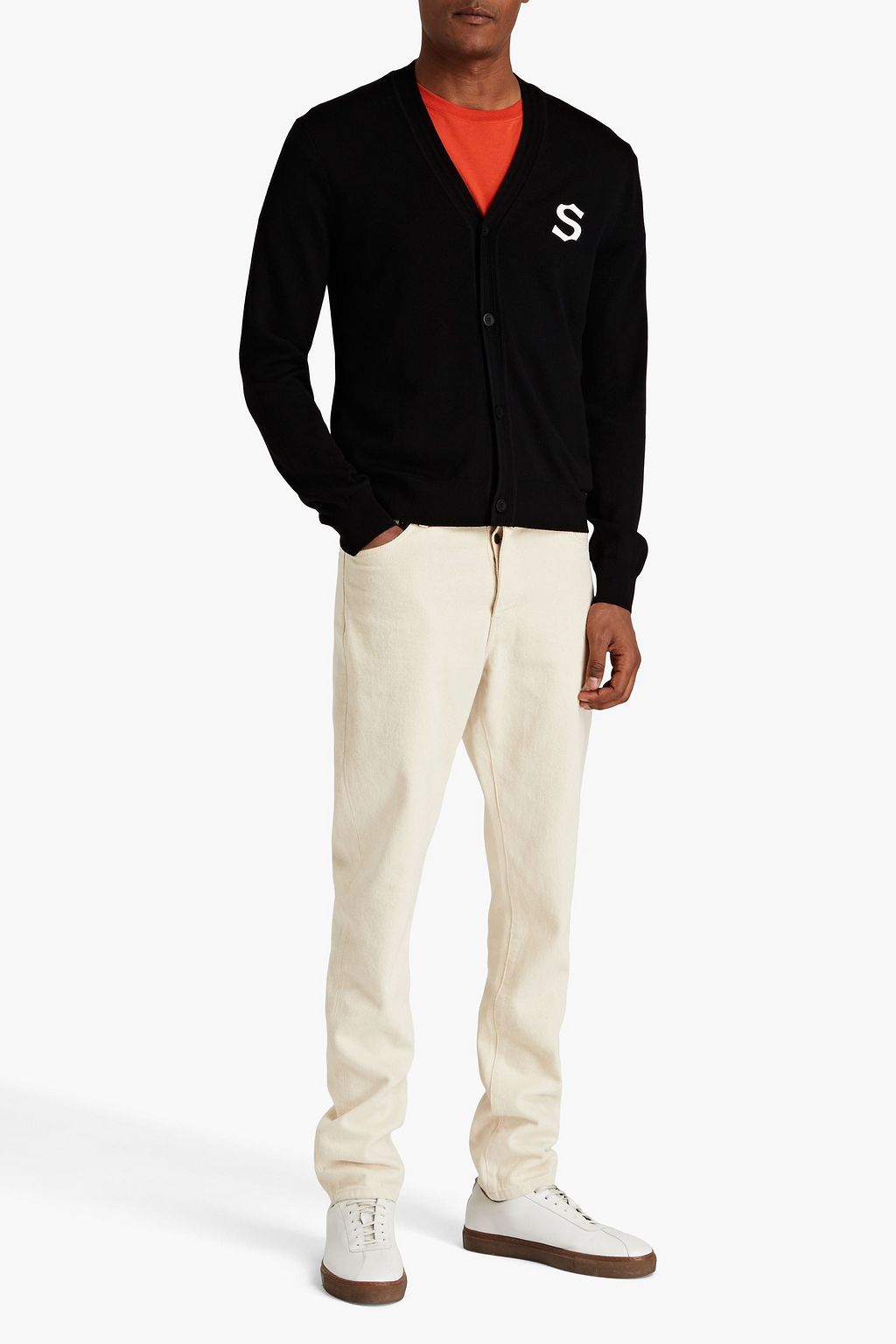SANDRO Appliquéd wool cardigan
