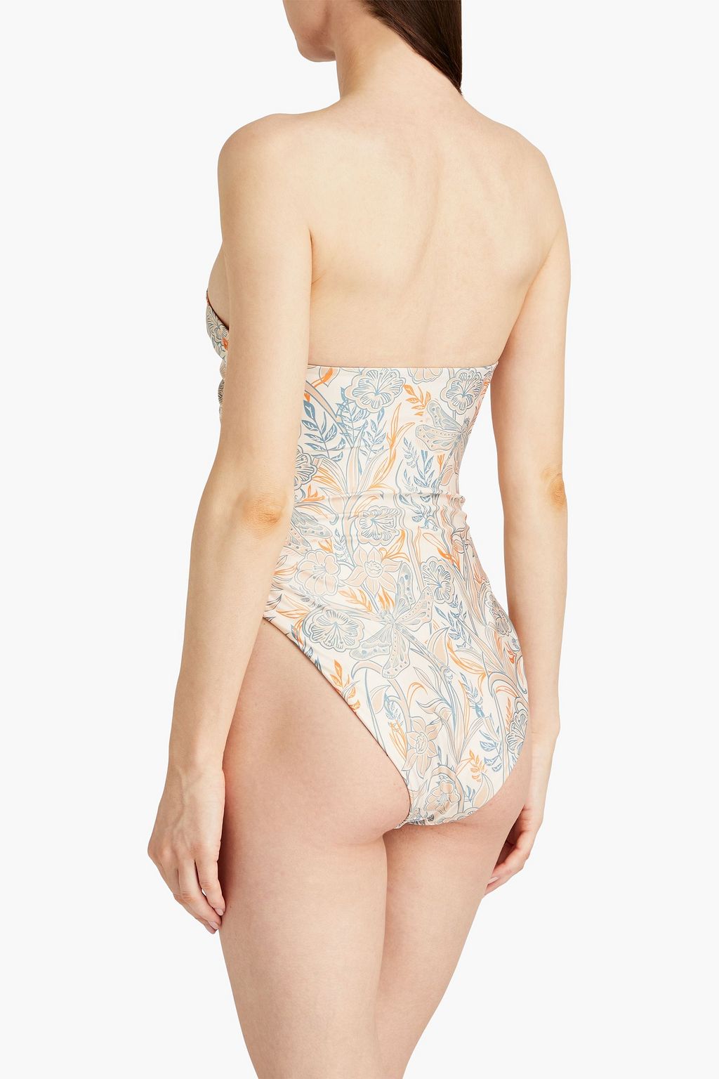 AGUA BY AGUA BENDITA Monarca cutout floral-print bandeau swimsuit