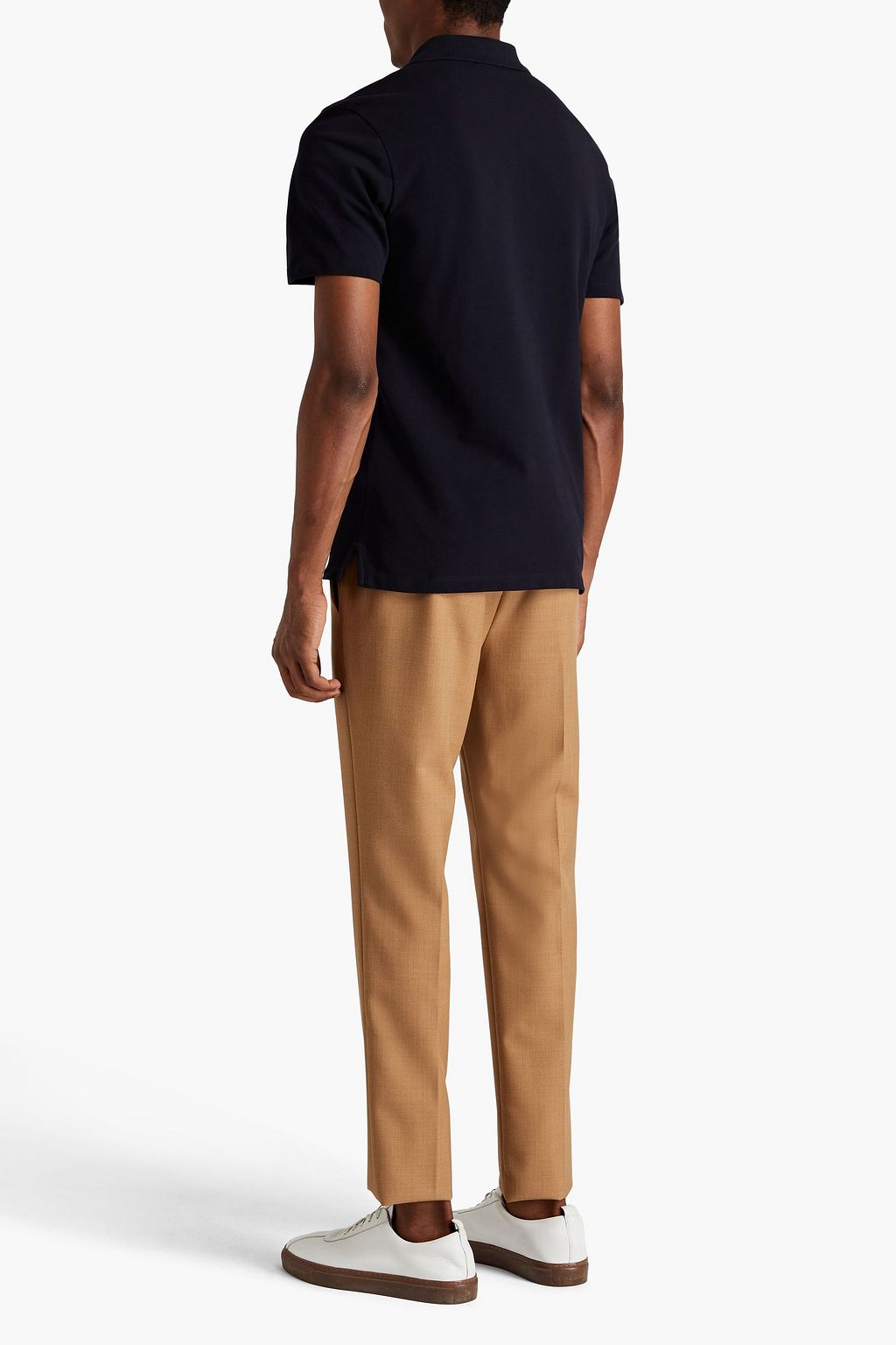 SANDRO Embroidered cotton-piqué polo shirt