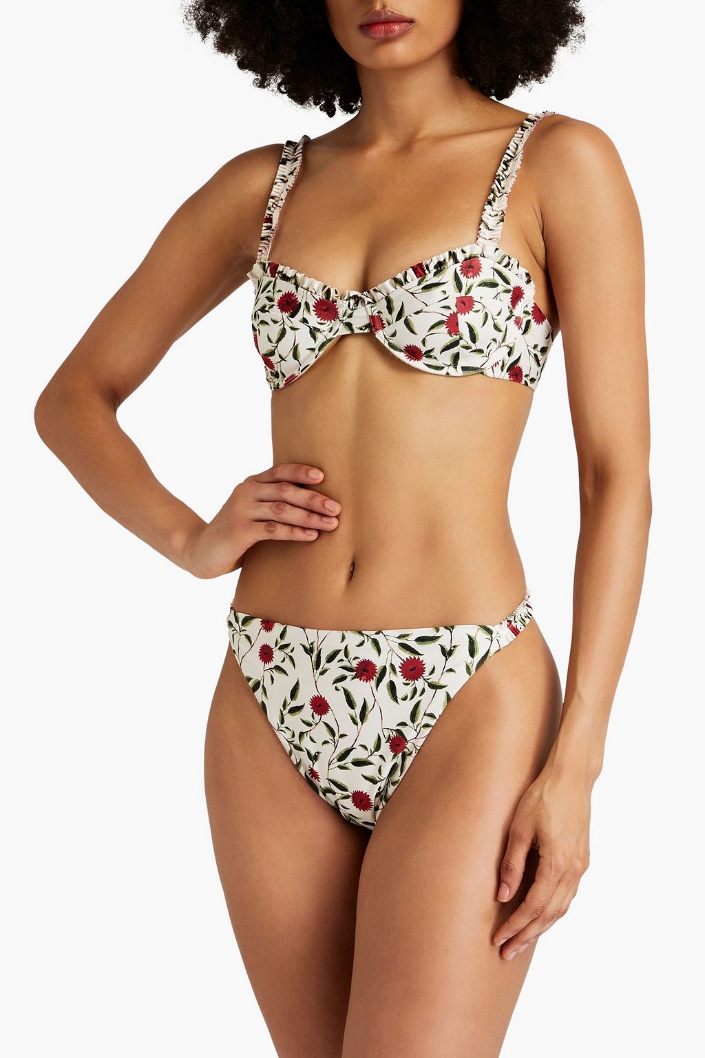 AGUA BY AGUA BENDITA Agraz ruffled floral-print bikini top