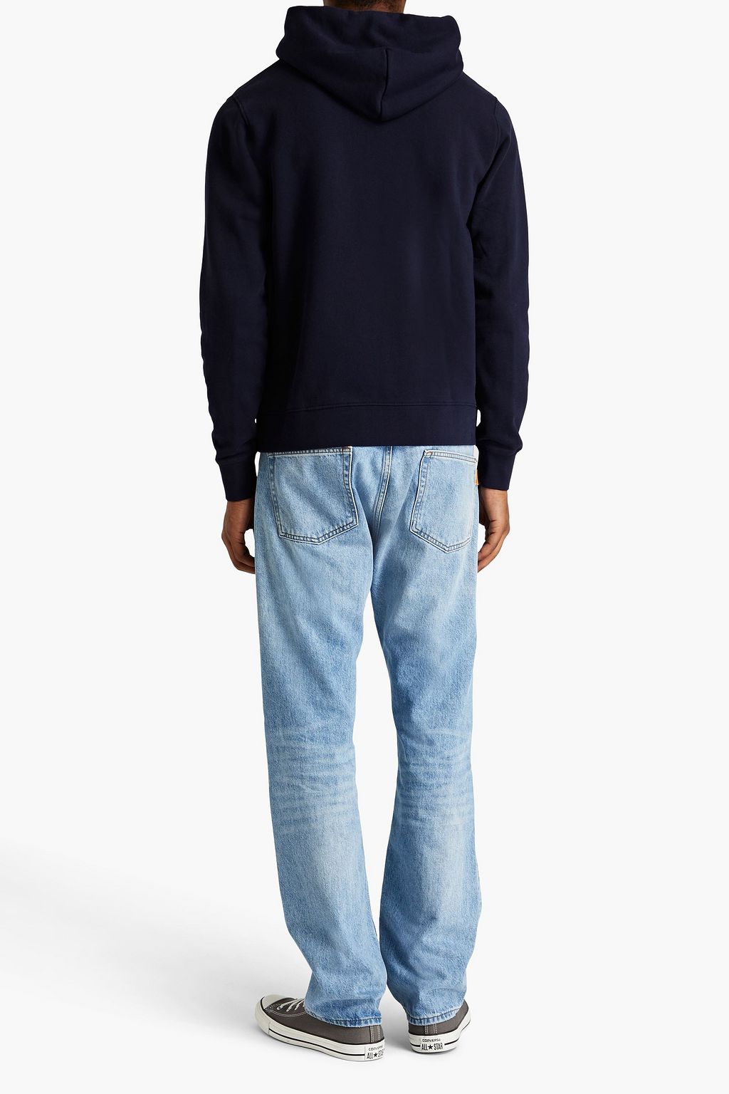 SANDRO Embroidered cotton-fleece hoodie